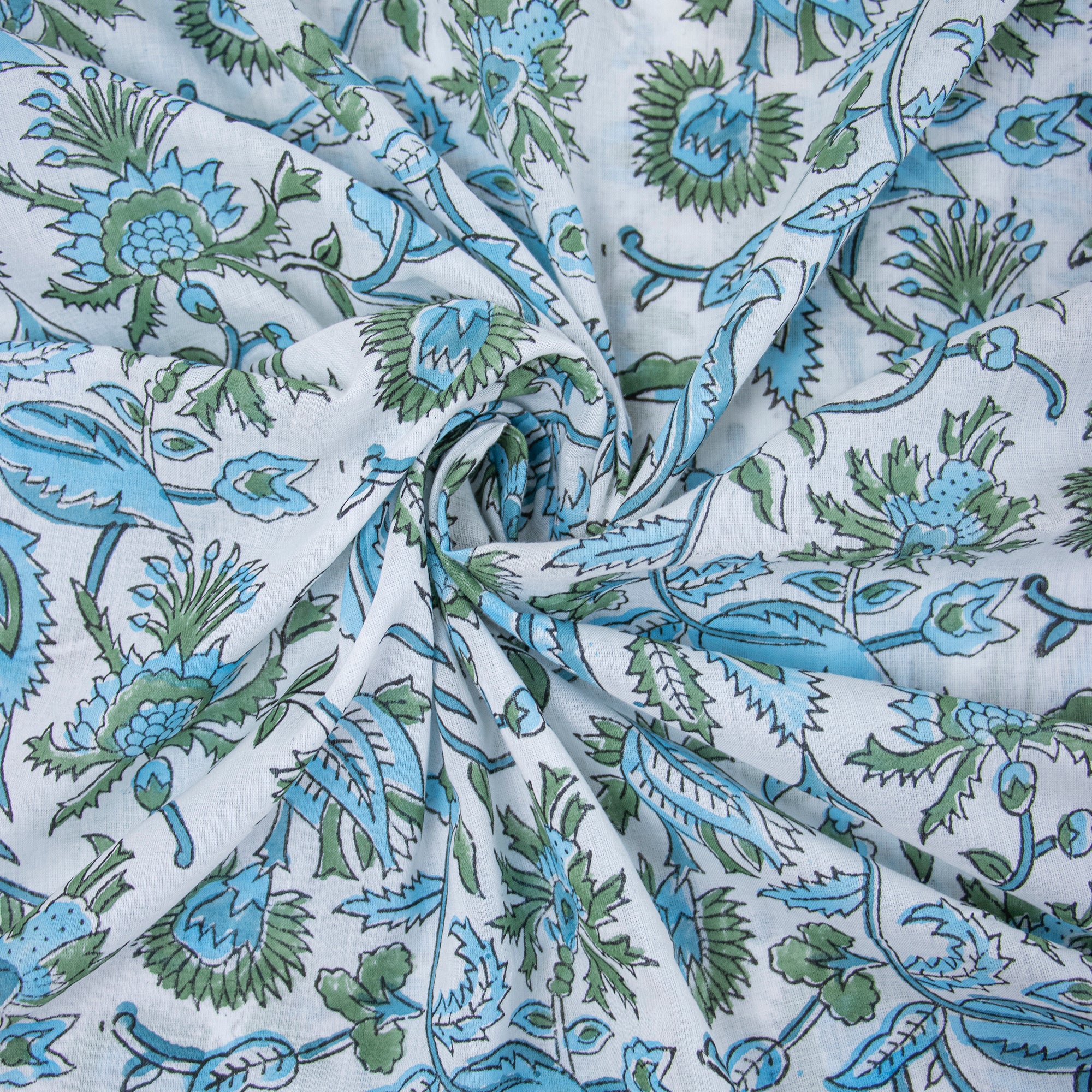 Sustainable Pure Cotton Floral Hand Block Printed Soft Fabric Cloth - Image 3