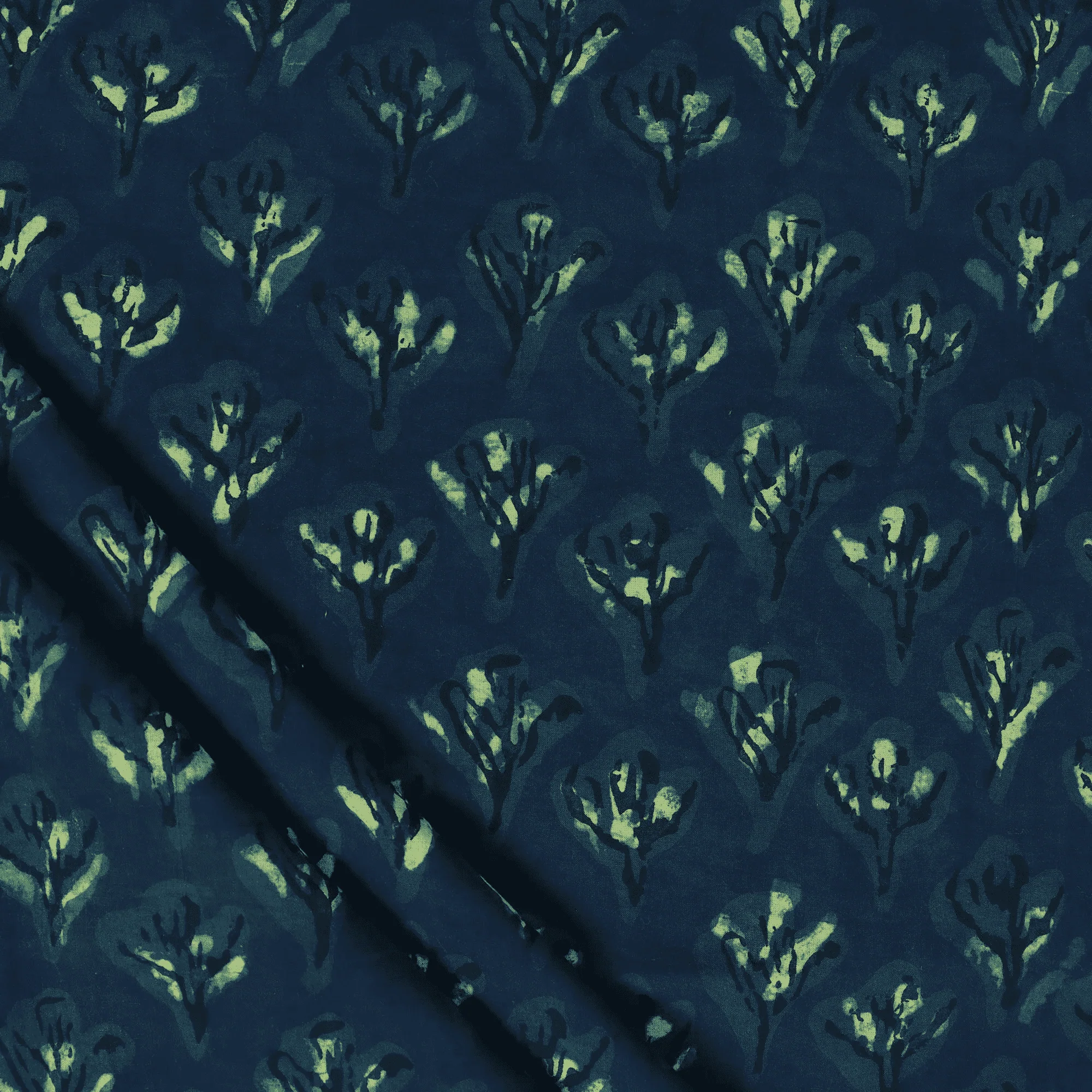 Floral Pure Cotton Dabu Hand Block Print Fabric