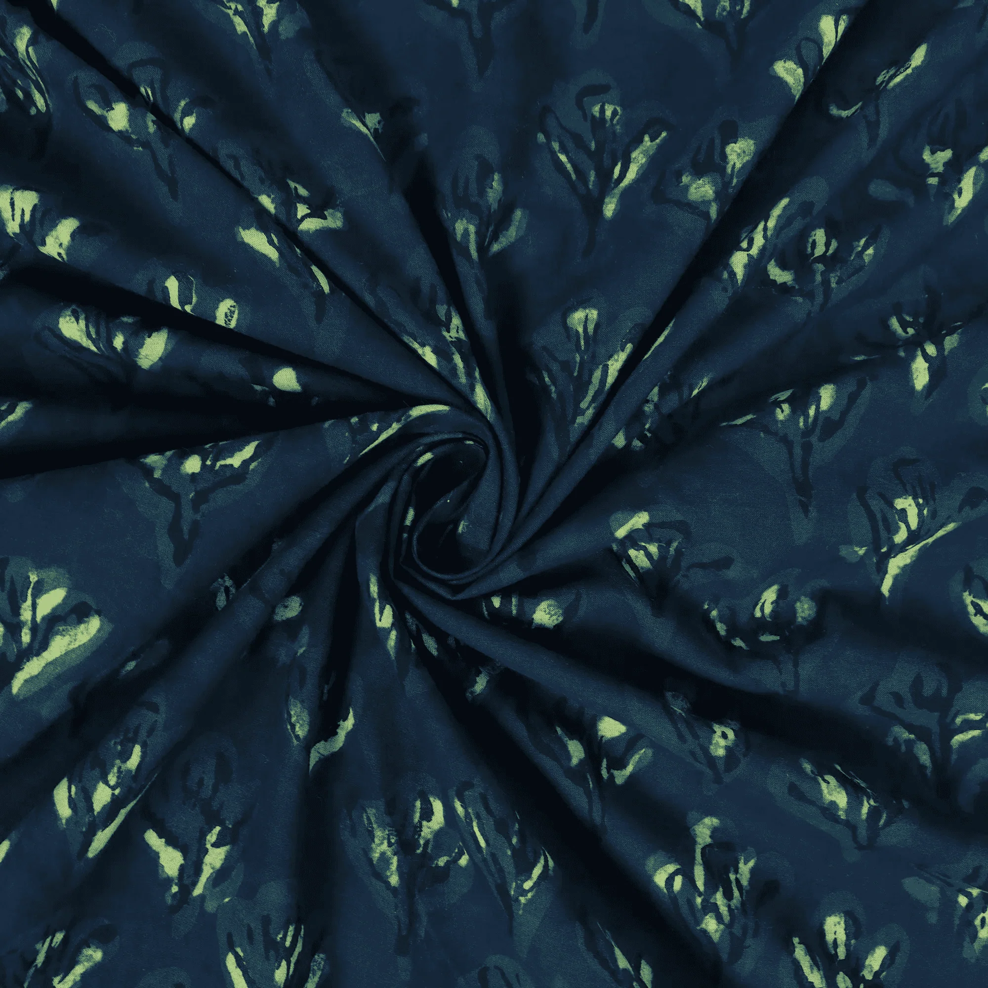 Floral Pure Cotton Dabu Hand Block Print Fabric - Image 2
