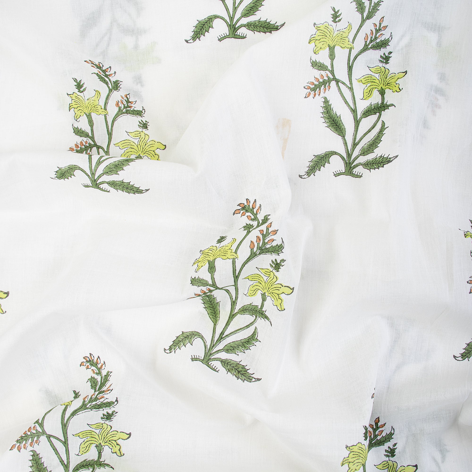 Modern Indian Block Printed Cotton Fabric - Image 2