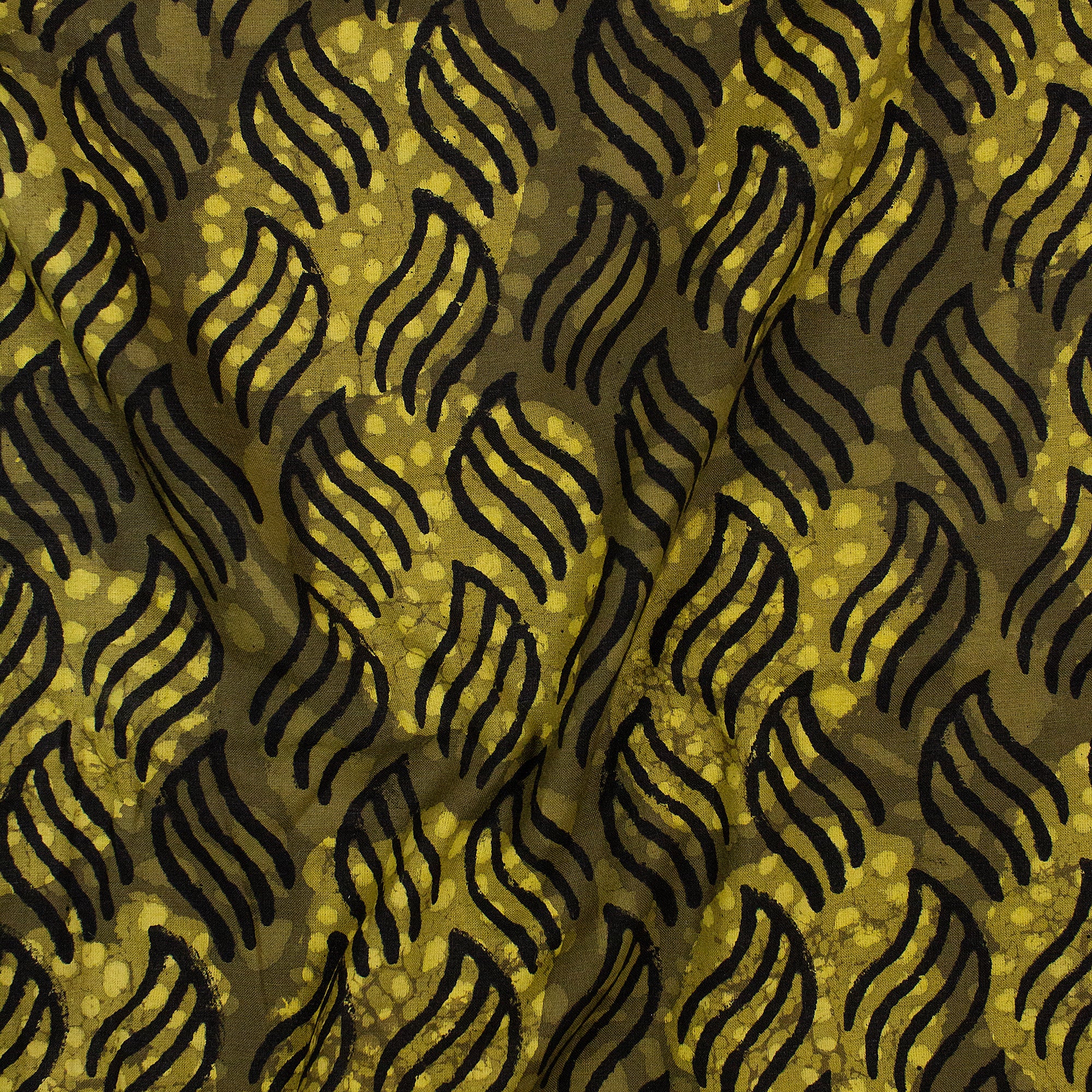 Green Leaf Hand Block Print Dabu Fabric - Image 2