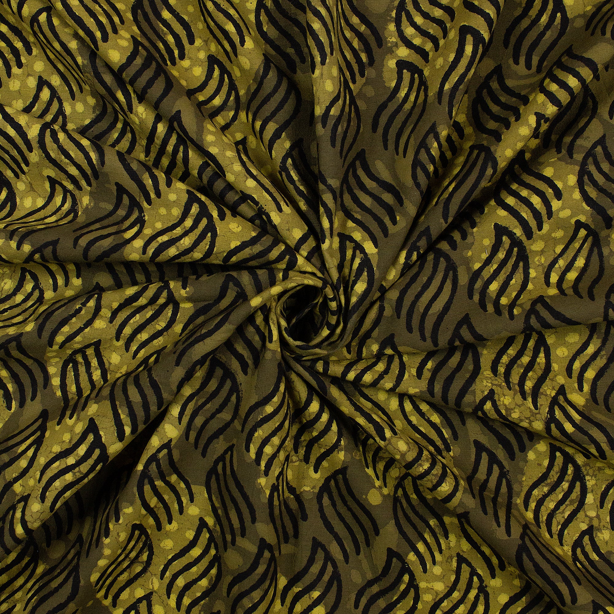 Green Leaf Hand Block Print Dabu Fabric - Image 4