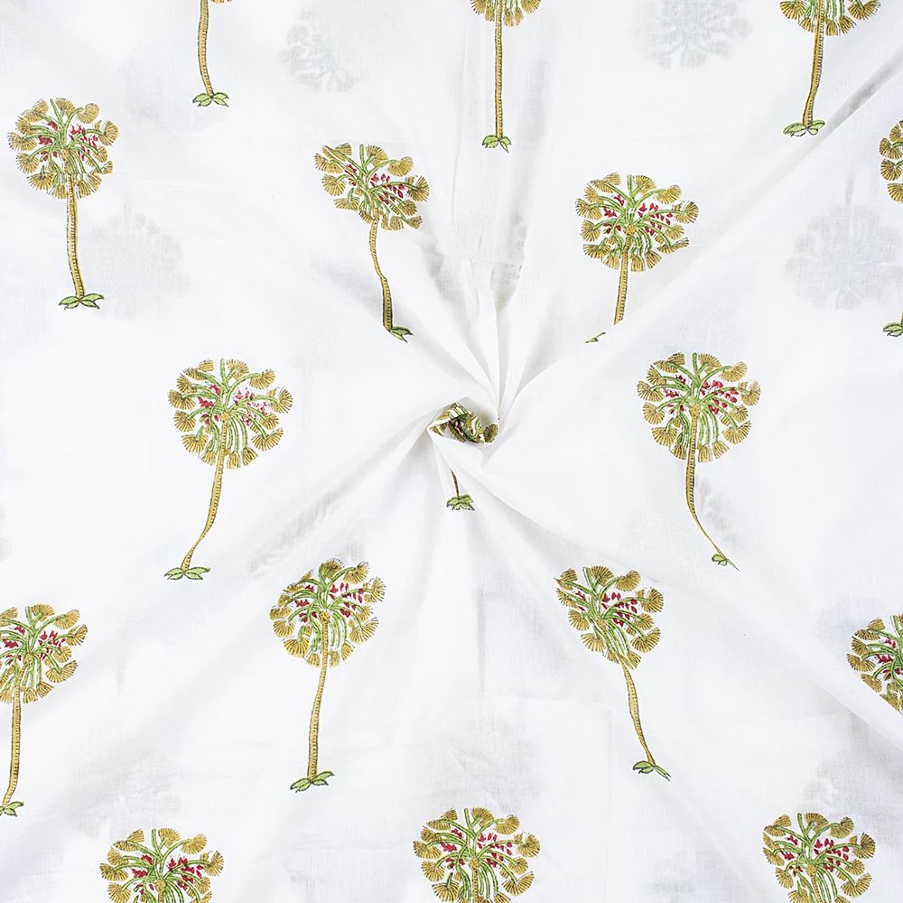 Natural Hand Printed Cotton Sewing Fabric - Image 3