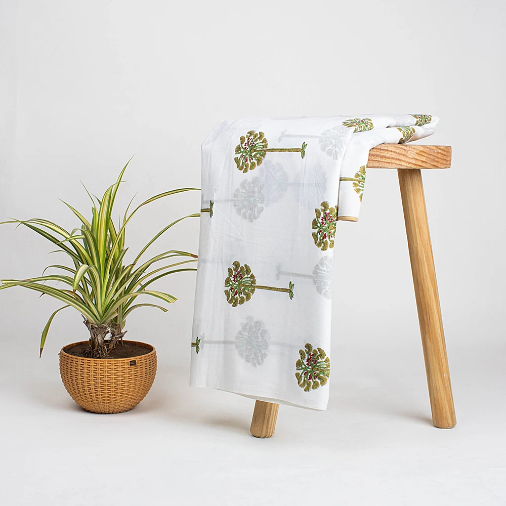 Natural Hand Printed Cotton Sewing Fabric - Image 5