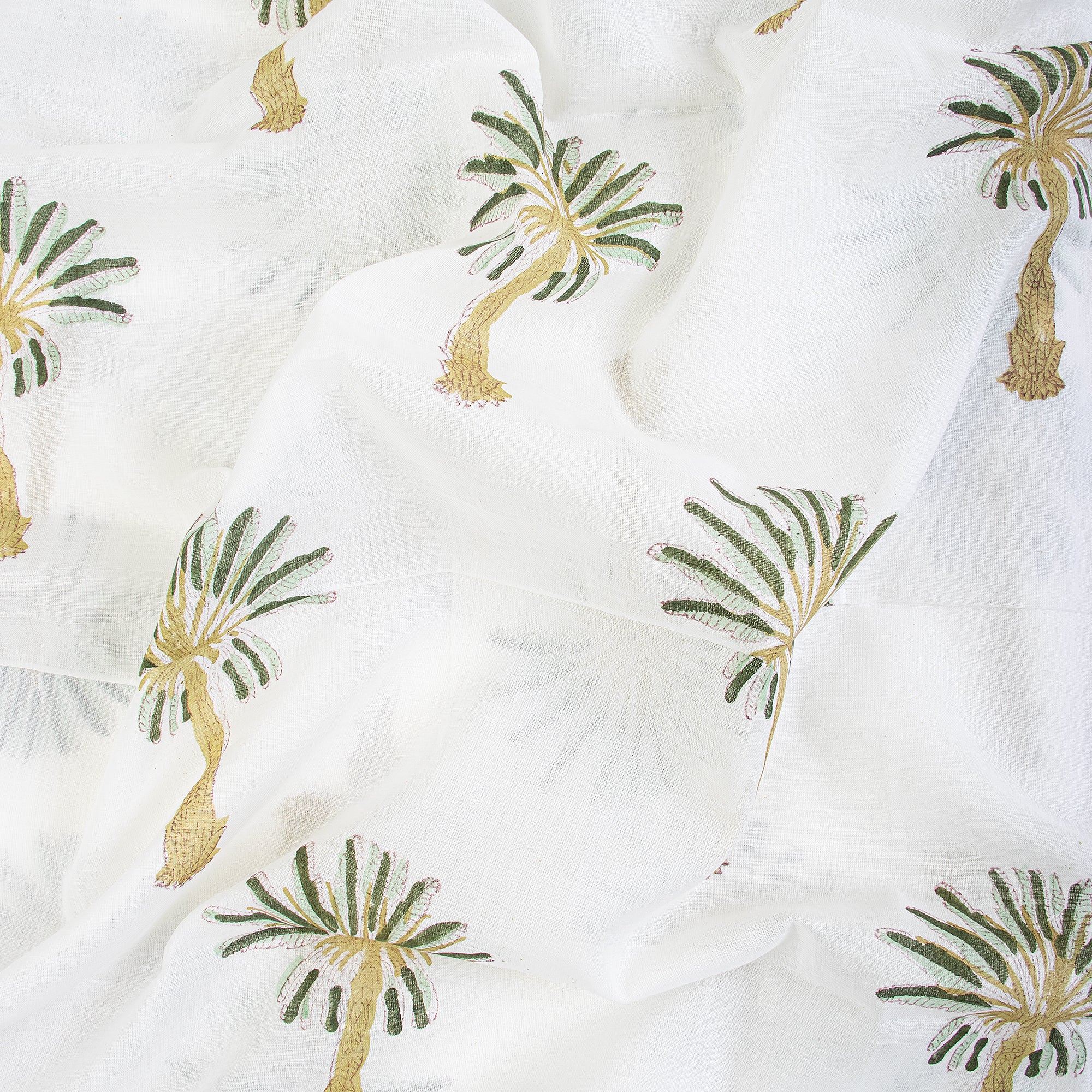 Palm Tree Hand Block Printed Cotton Multiuse Fabric - Image 3
