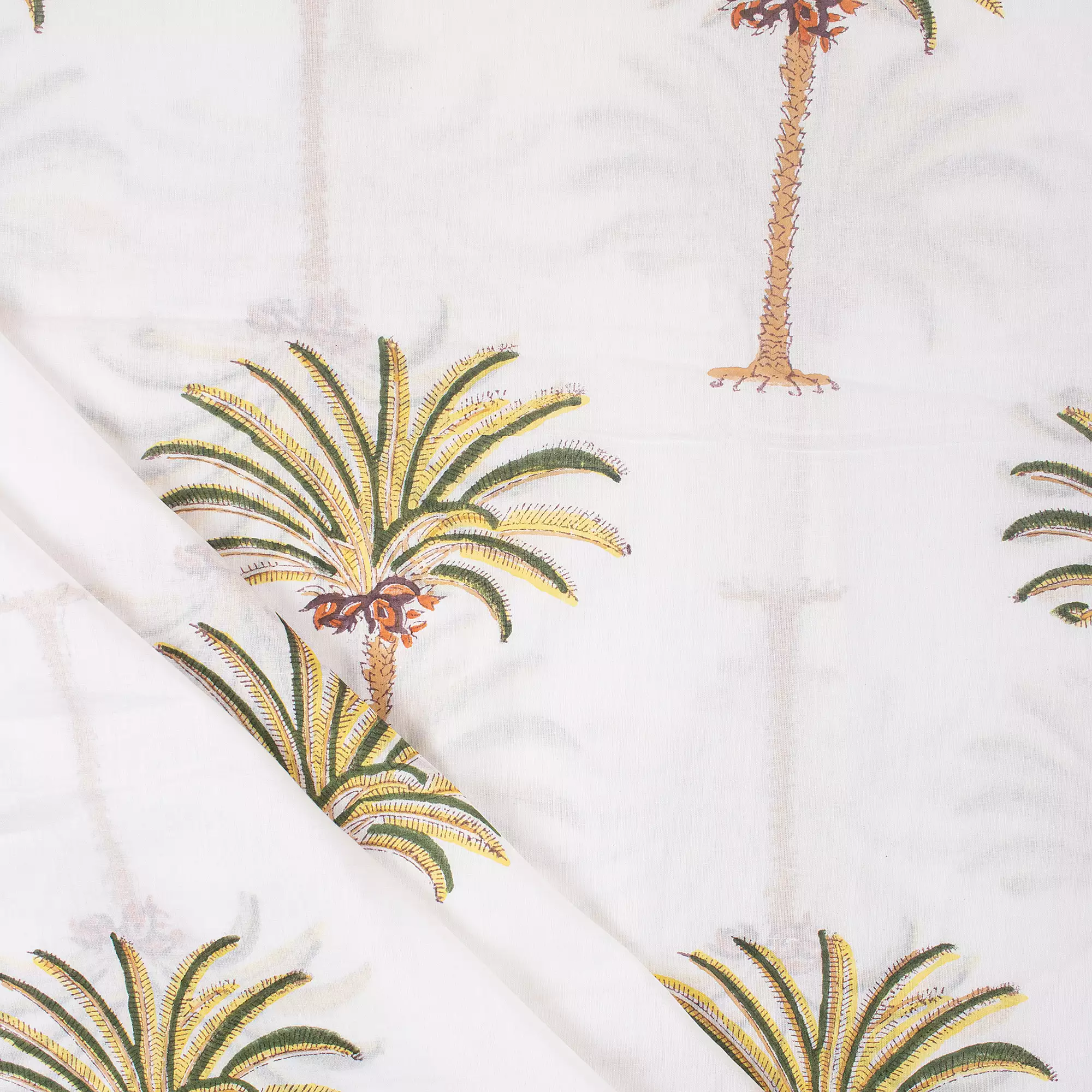 Palm Tree Hand Block Printed Fabric