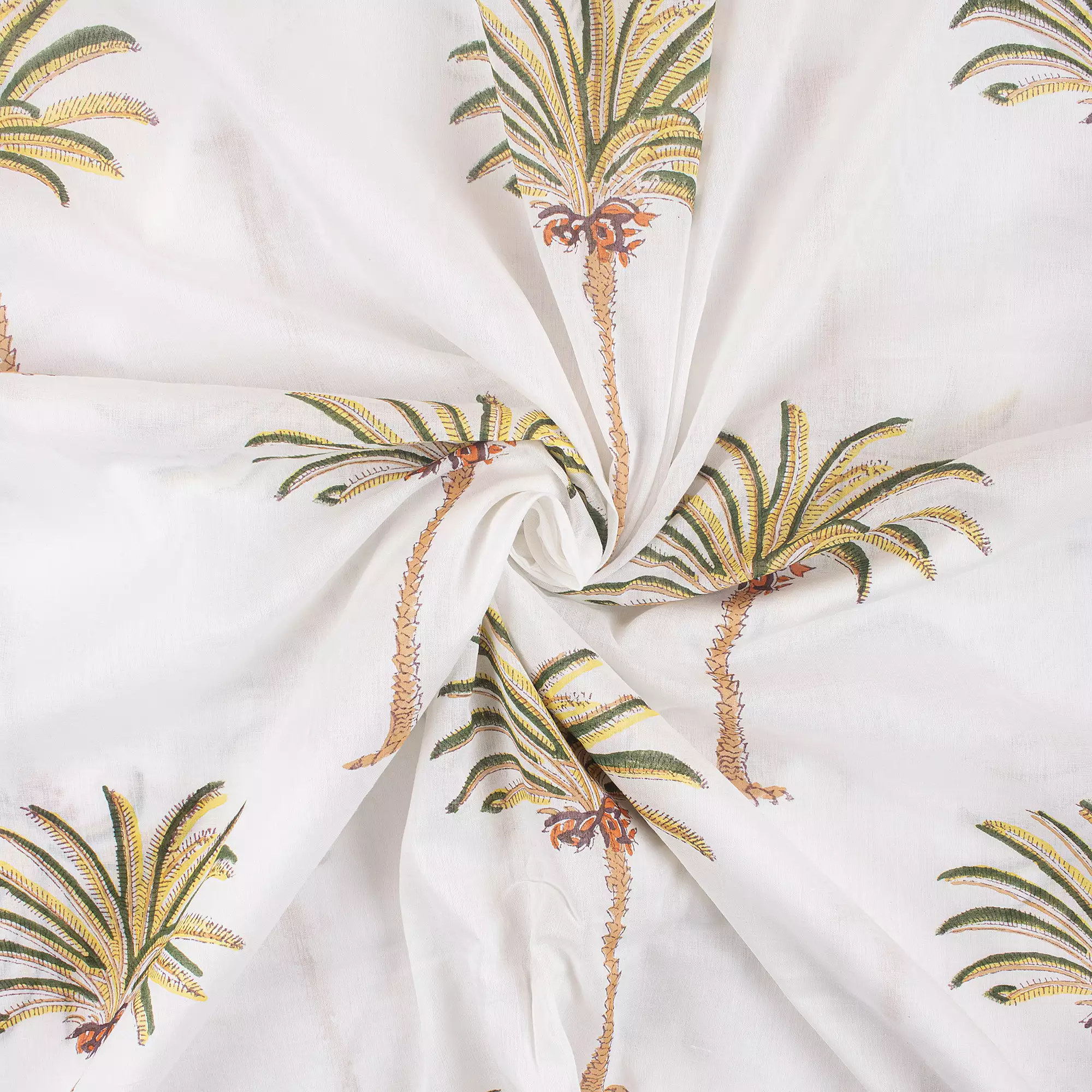 Palm Tree Hand Block Printed Fabric - Image 4