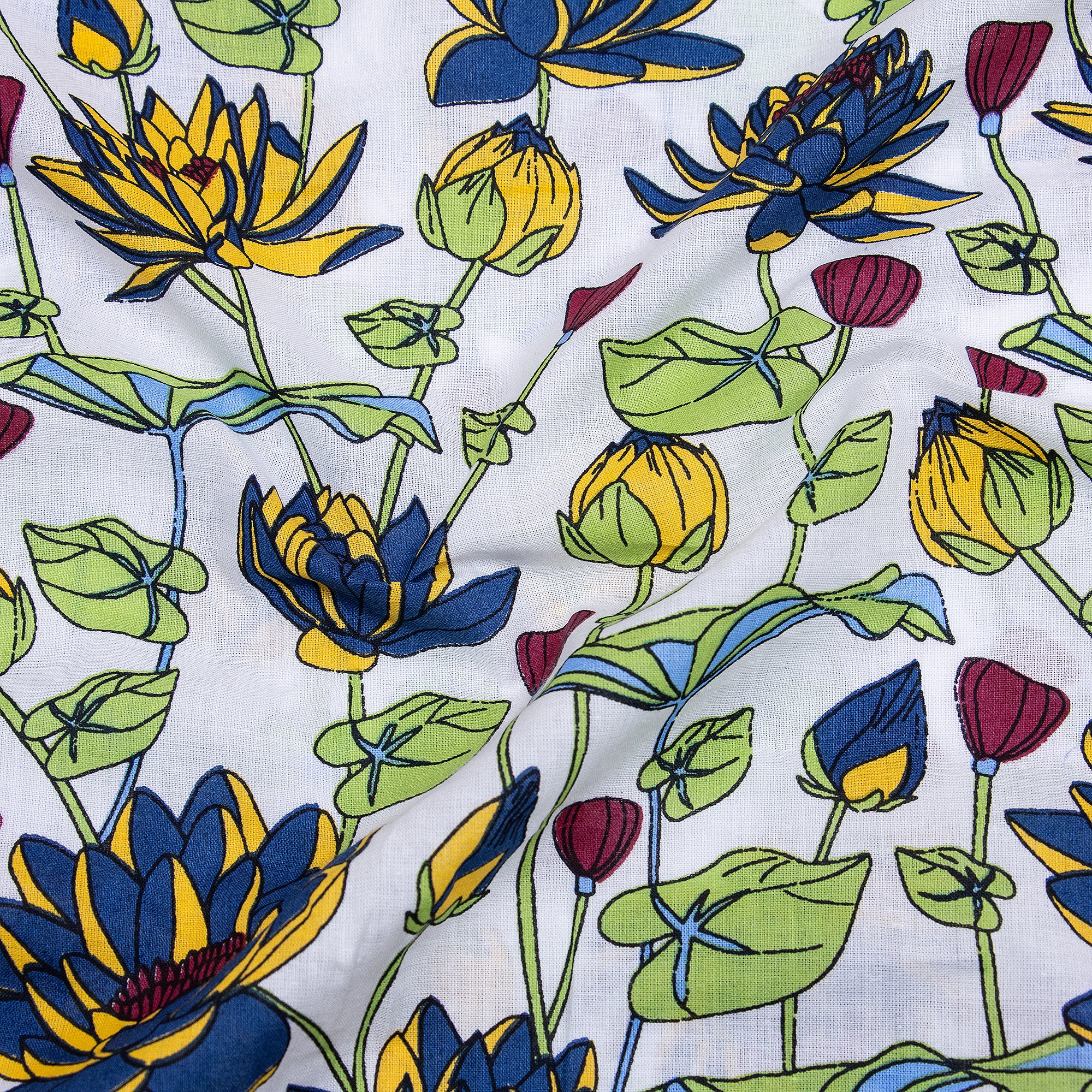 Multicolor Floral Handcrafted Running Cotton Fabric for Kitchen Curtains - Image 2