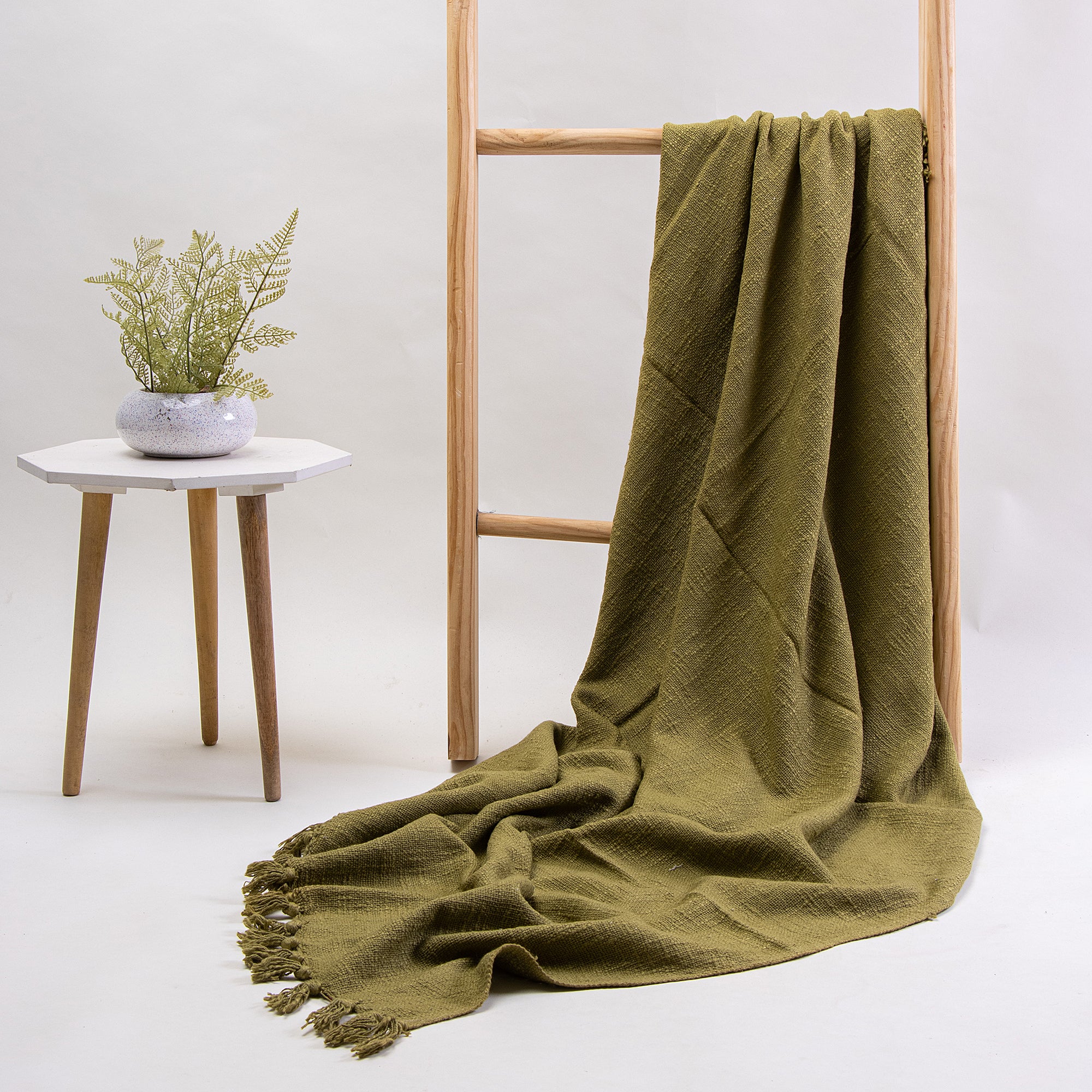 Green Soft Cotton Indian Throw Blanket - Image 6