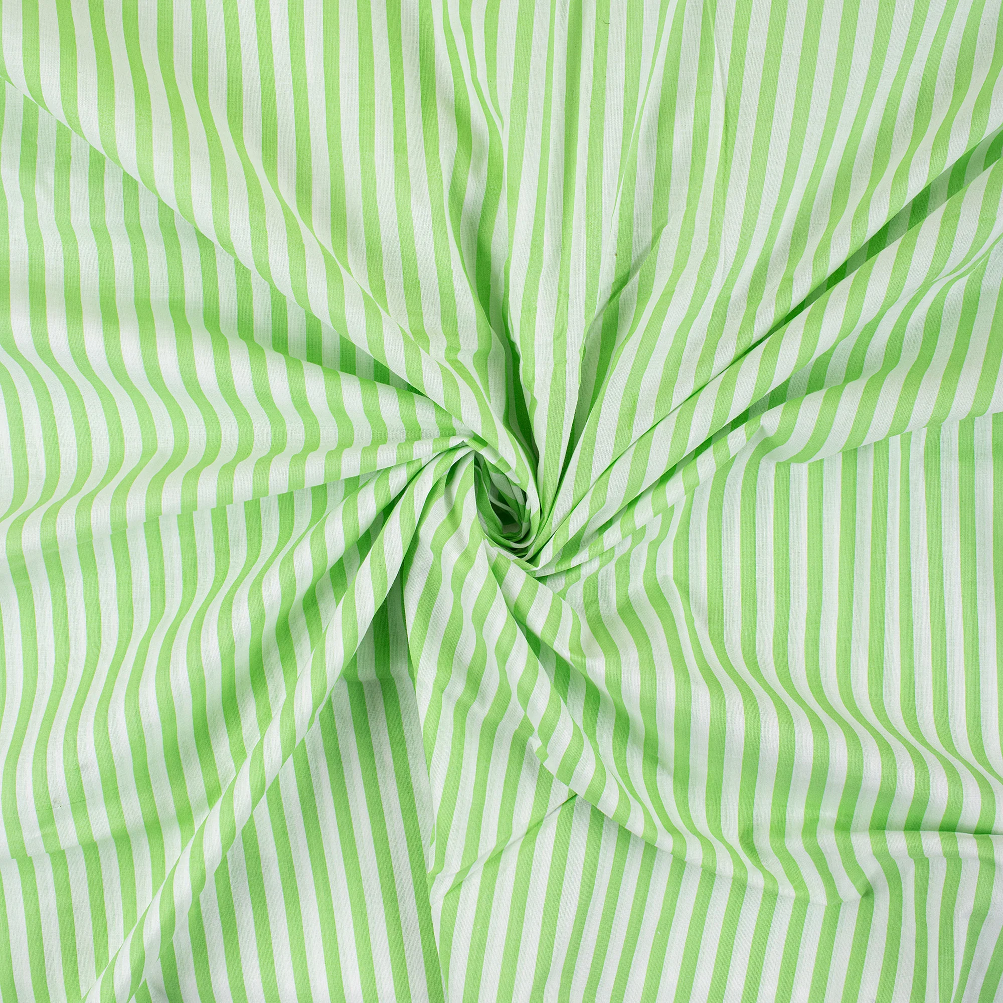 Striped Block Printed Cotton Running Fabric For Dress Material - Image 2