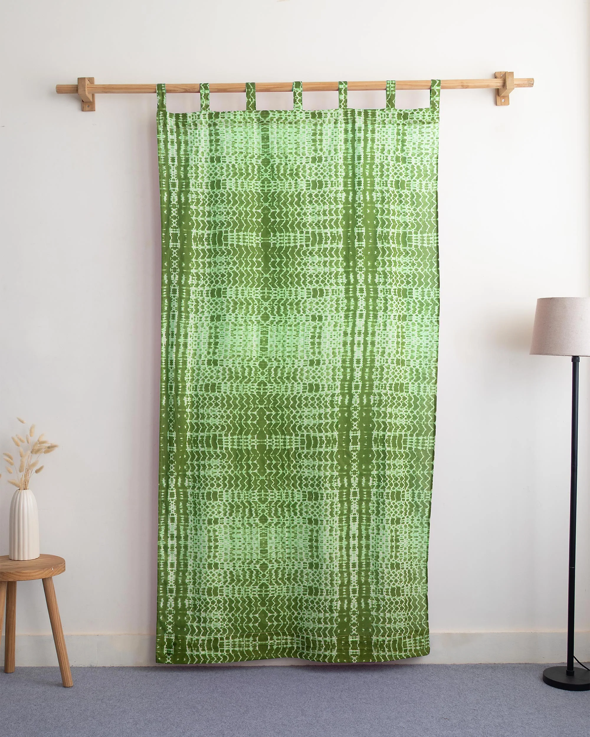 Green Tie And Dye Pure Cotton Curtains For Window, Door, Living Room - Image 5