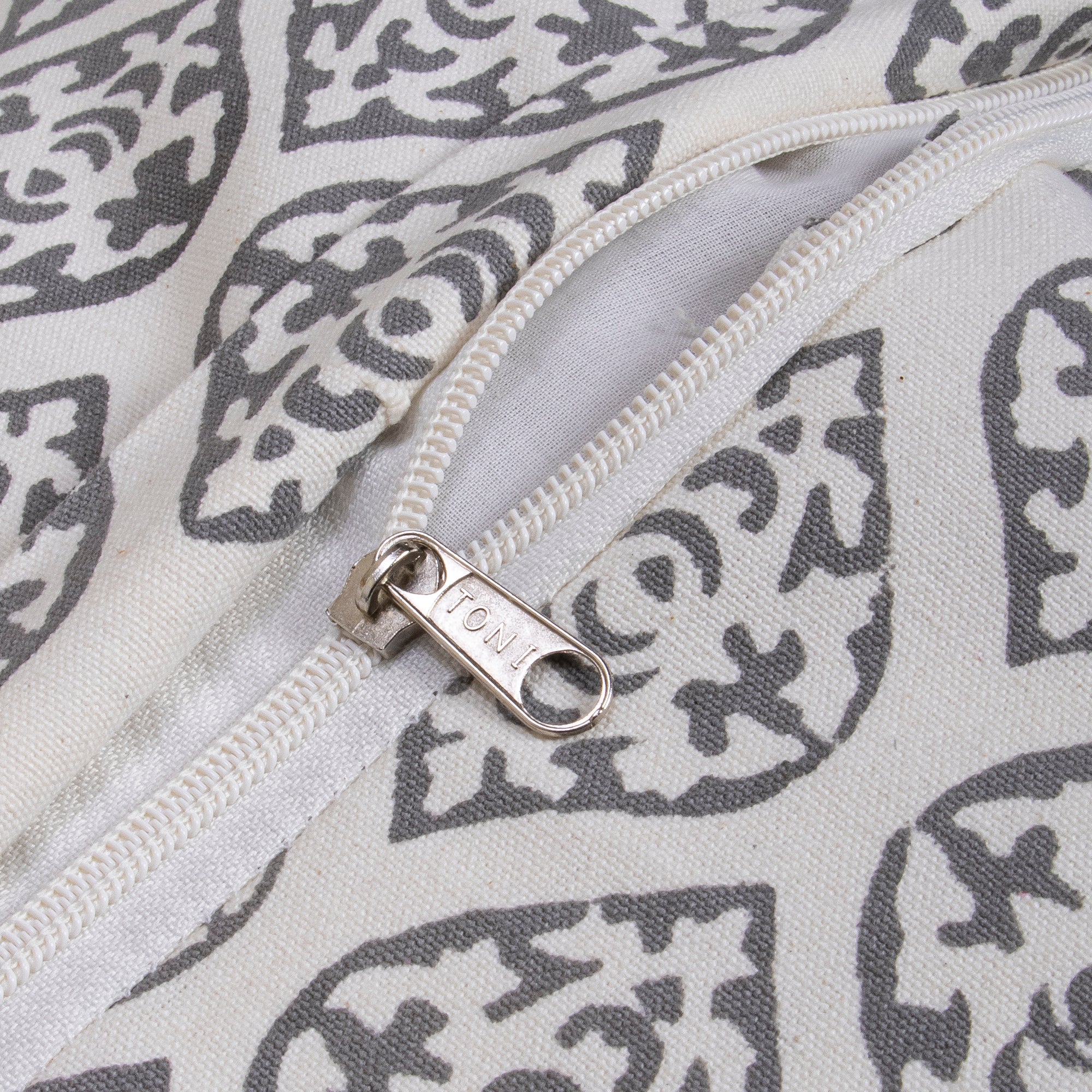 Grey Leaf Hand Block Printed Cotton Cushion Cover - Image 4