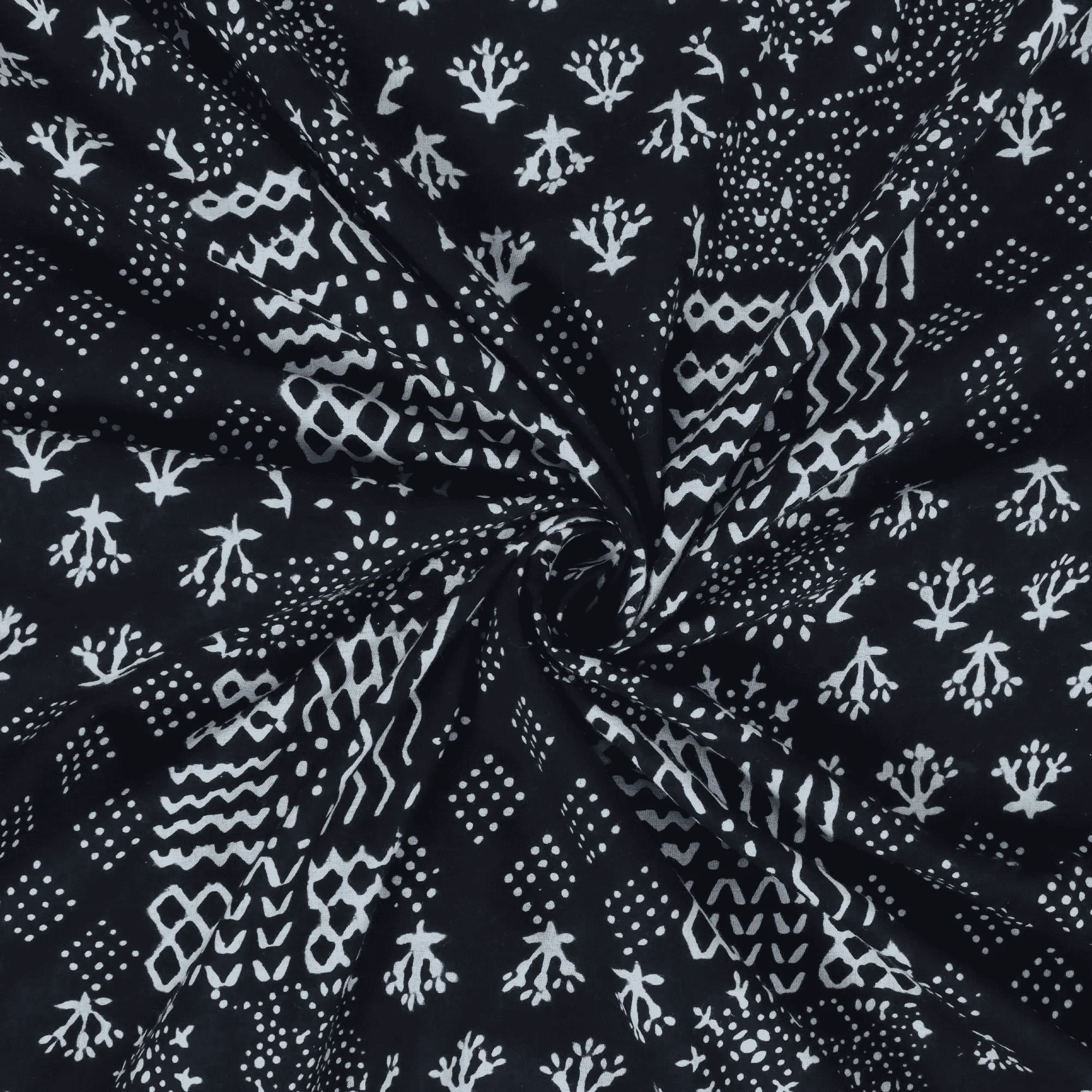 Hand Block Printed Patchwork Summer Dress Cotton Fabric Cloth - Image 4