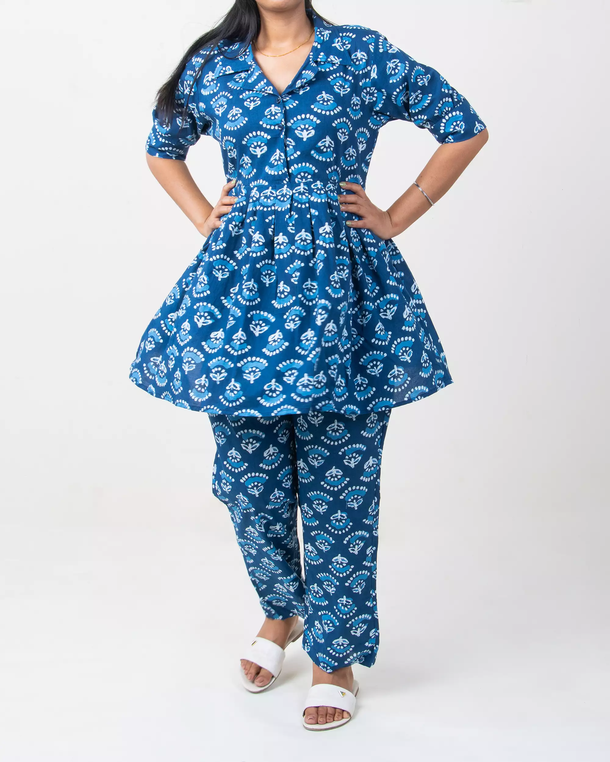 Hand Block Floral Cotton Ladies Co-Ord Set - Image 8