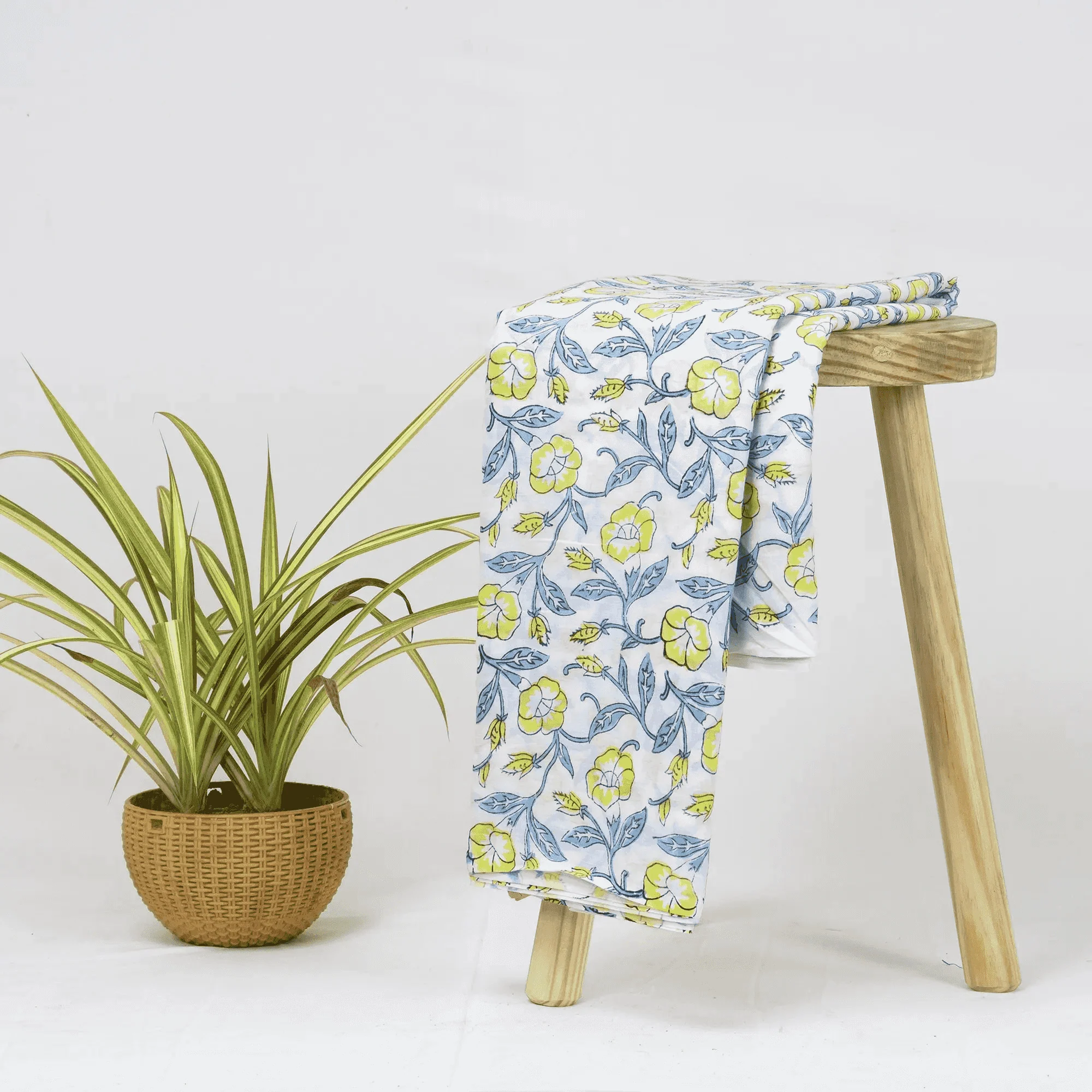 Floral Indian Hand Block Printed Light weighted Cotton Fabric for Quilt - Image 3