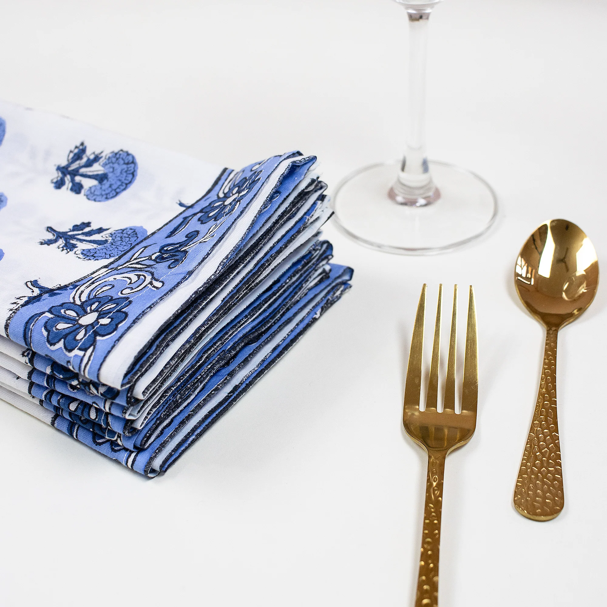 Hand Block Floral Printed Cotton Reusable Napkins - Image 4