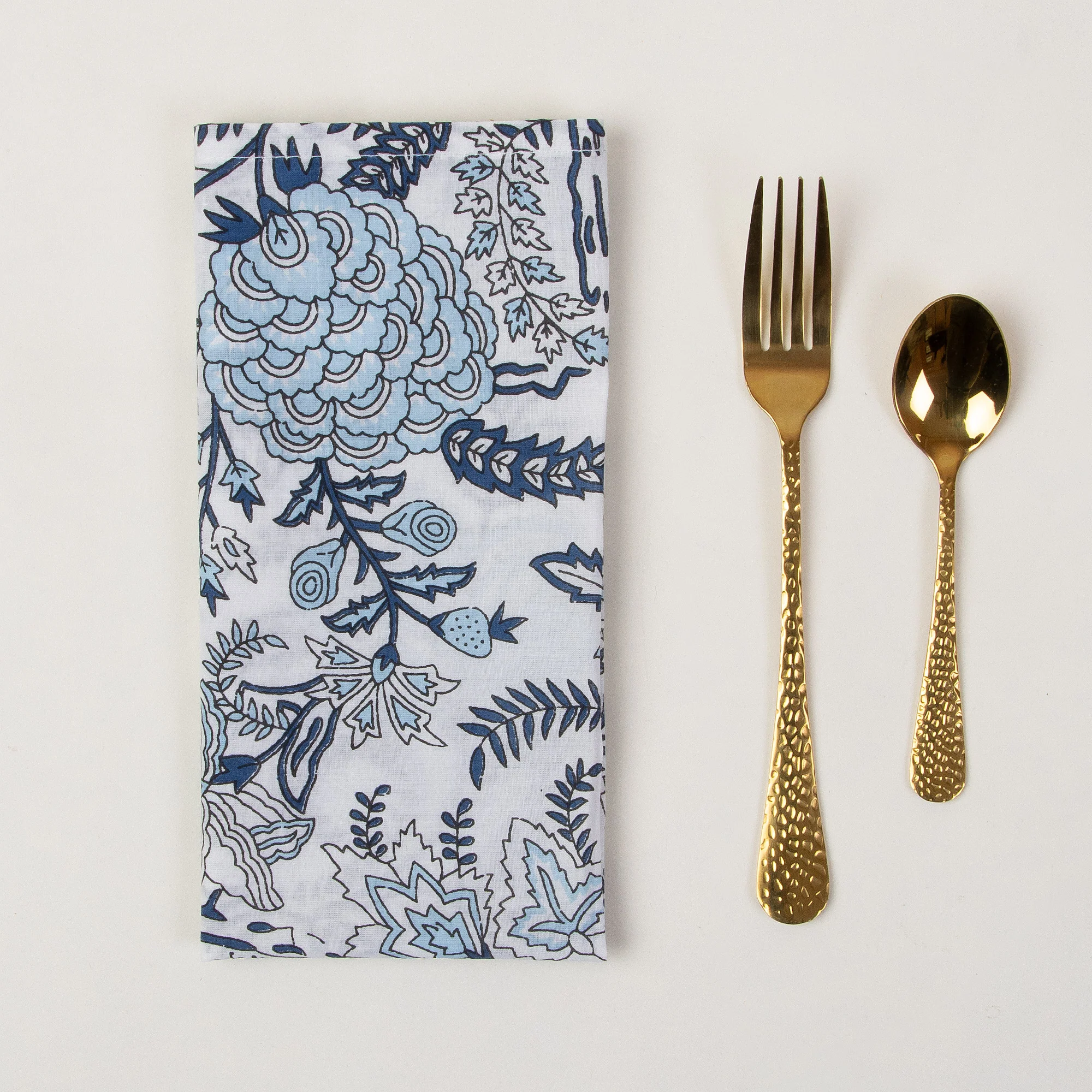 Hand Block Floral Printed Cotton Table Napkin Cloth - Image 3