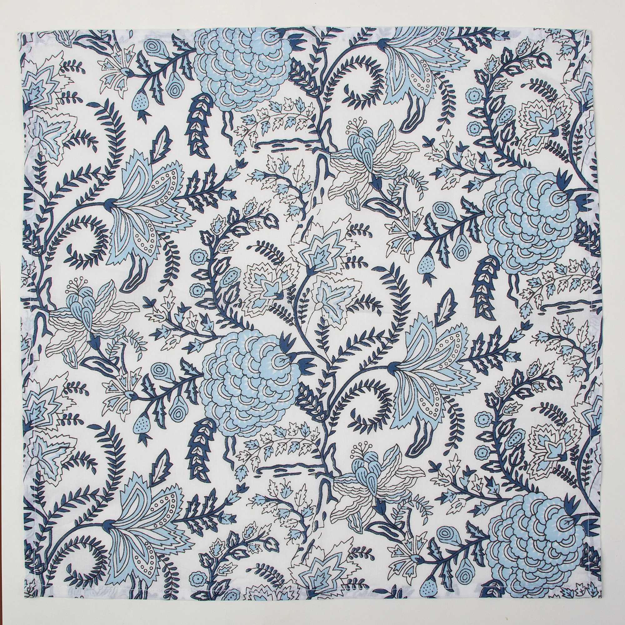 Hand Block Floral Printed Cotton Table Napkin Cloth - Image 6