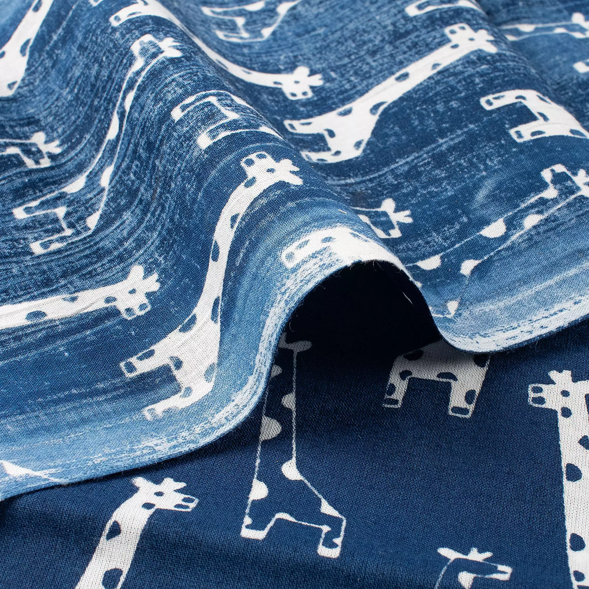 Hand Block Giraffe Print Discharge Fabric - Image 2
