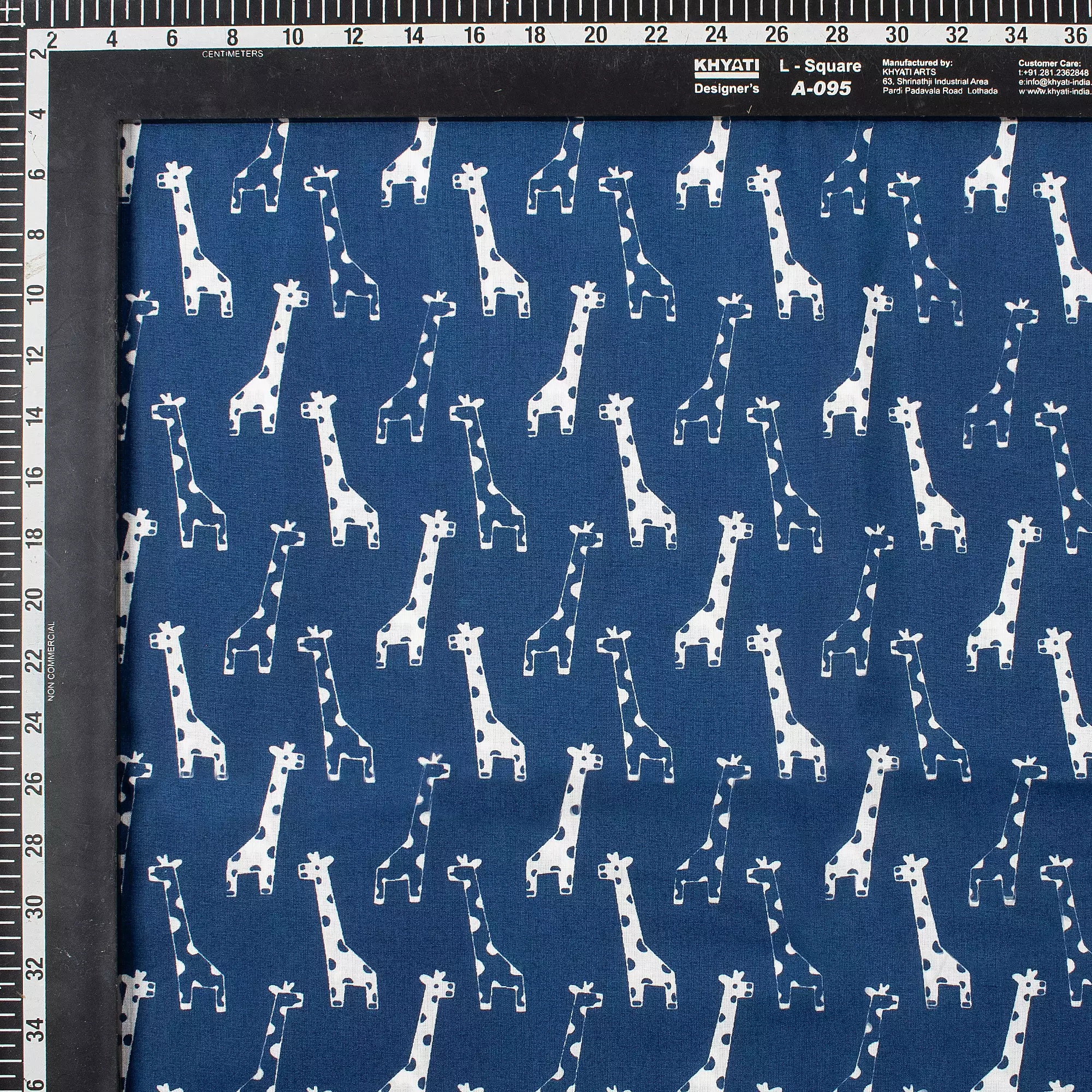 Hand Block Giraffe Print Discharge Fabric - Image 3