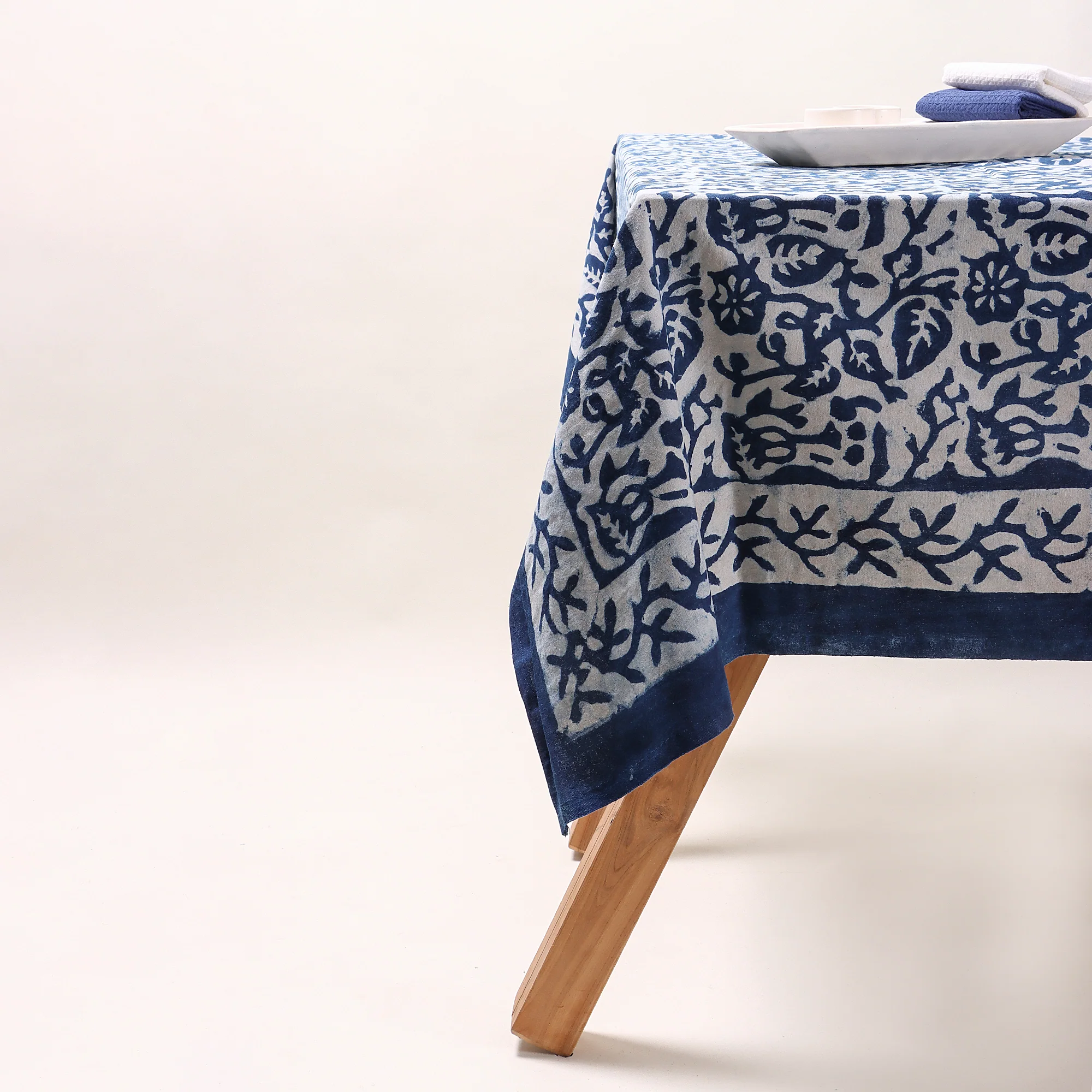 Stunning Floral Hand Block Printed Cotton TableCloth - Image 3