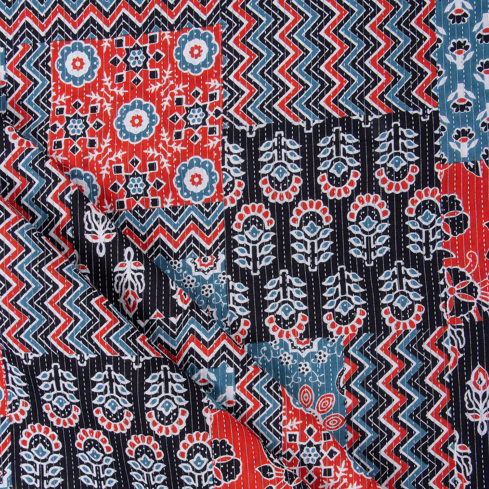 Decorative Hand Block Print Indian Kantha Running Fabric