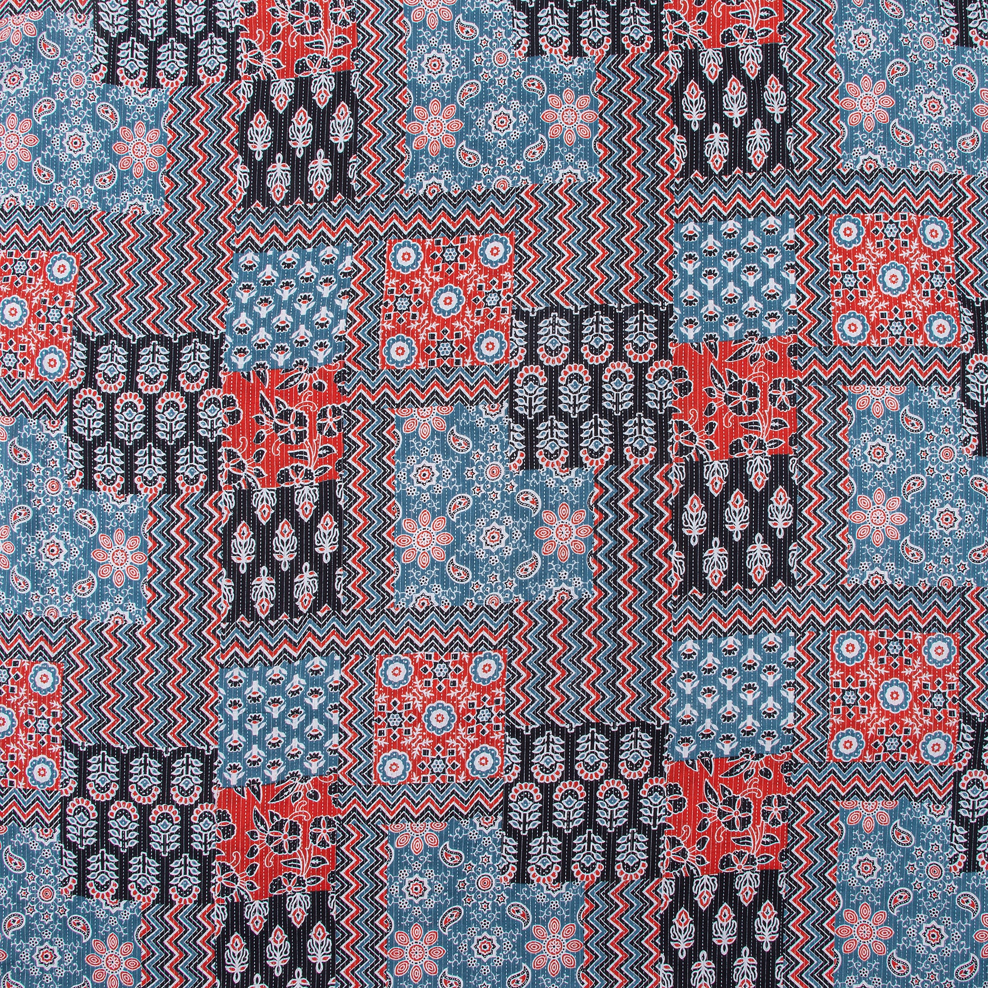 Decorative Hand Block Print Indian Kantha Running Fabric - Image 4