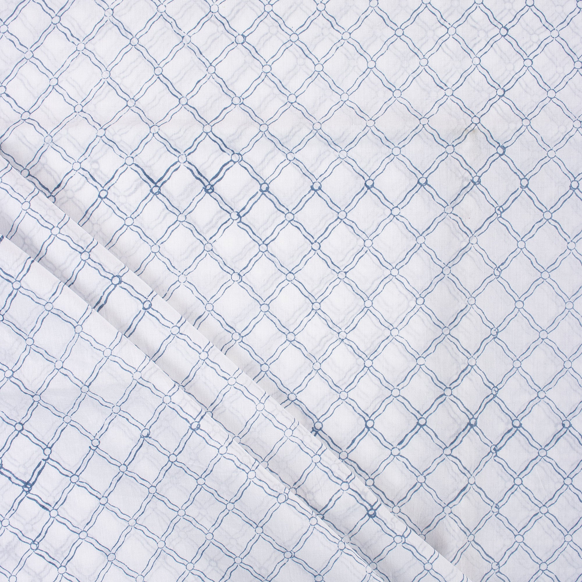 Light Geometrical Hand Block Print Indian Cotton Fabric