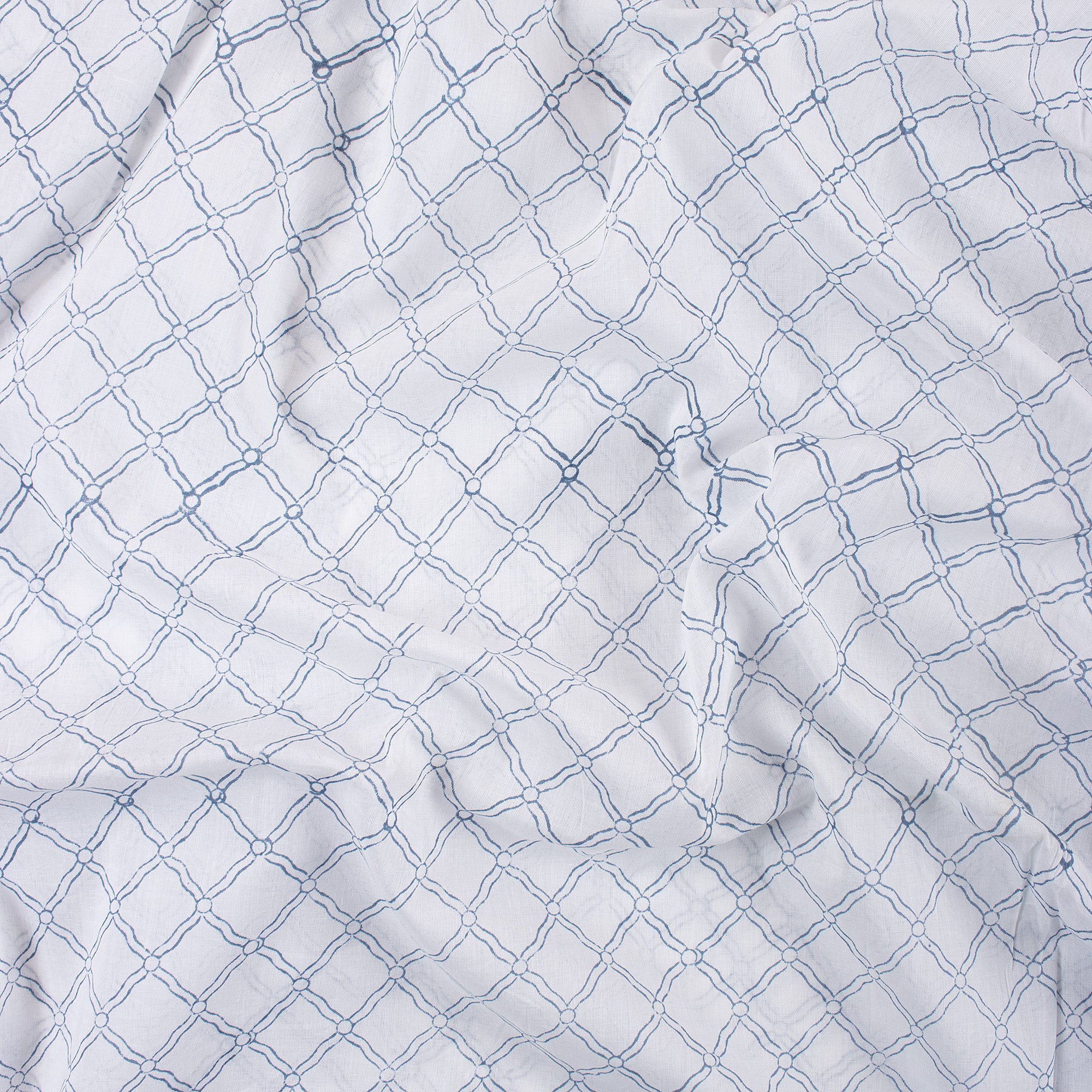 Light Geometrical Hand Block Print Indian Cotton Fabric - Image 3