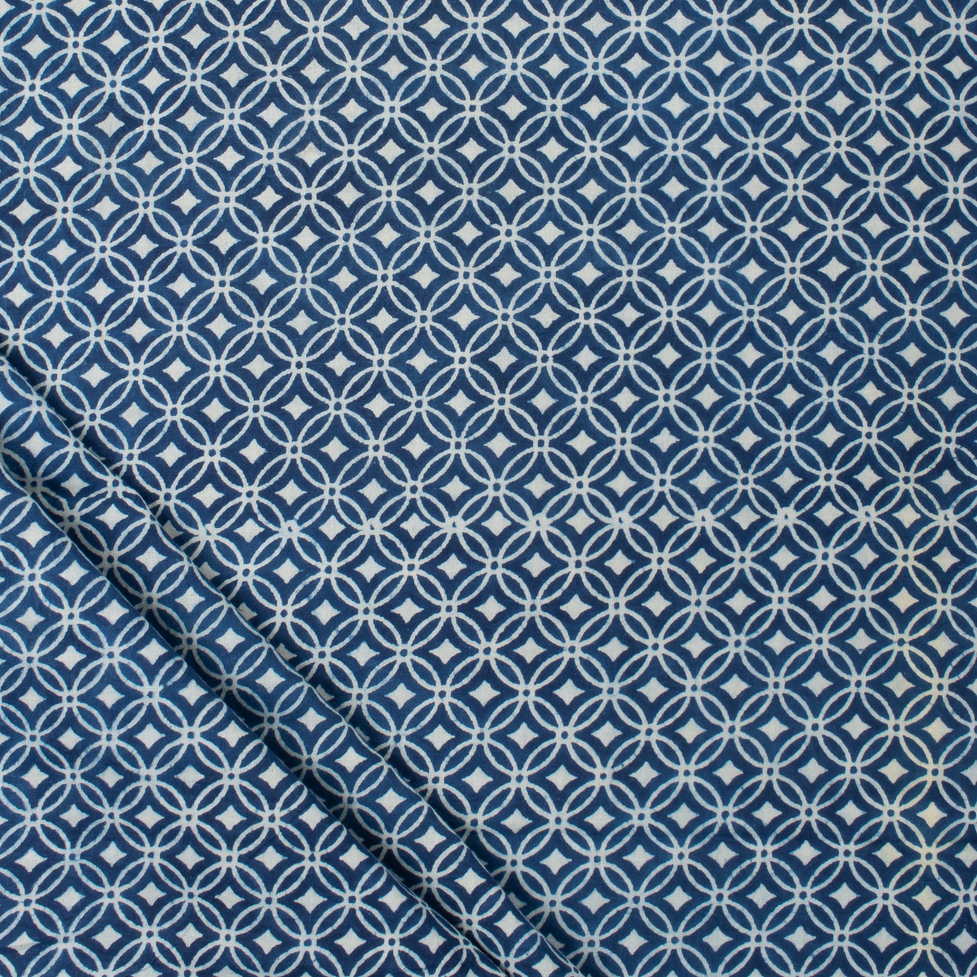 Geometric Hand Block Print Indigo Sewing fabric