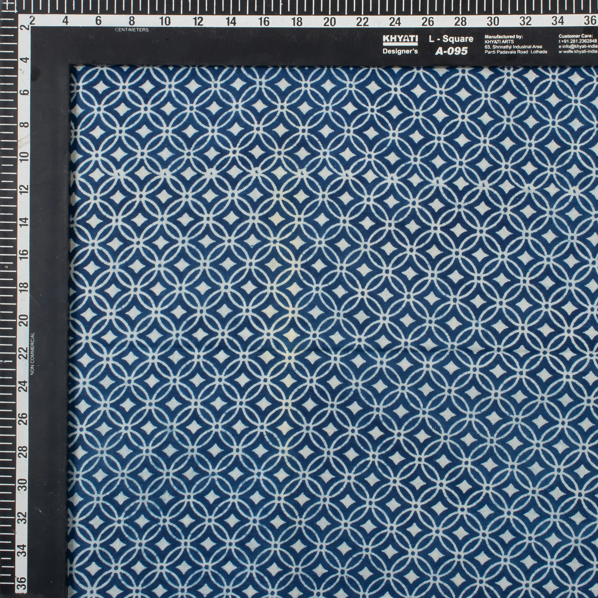 Geometric Hand Block Print Indigo Sewing fabric - Image 2