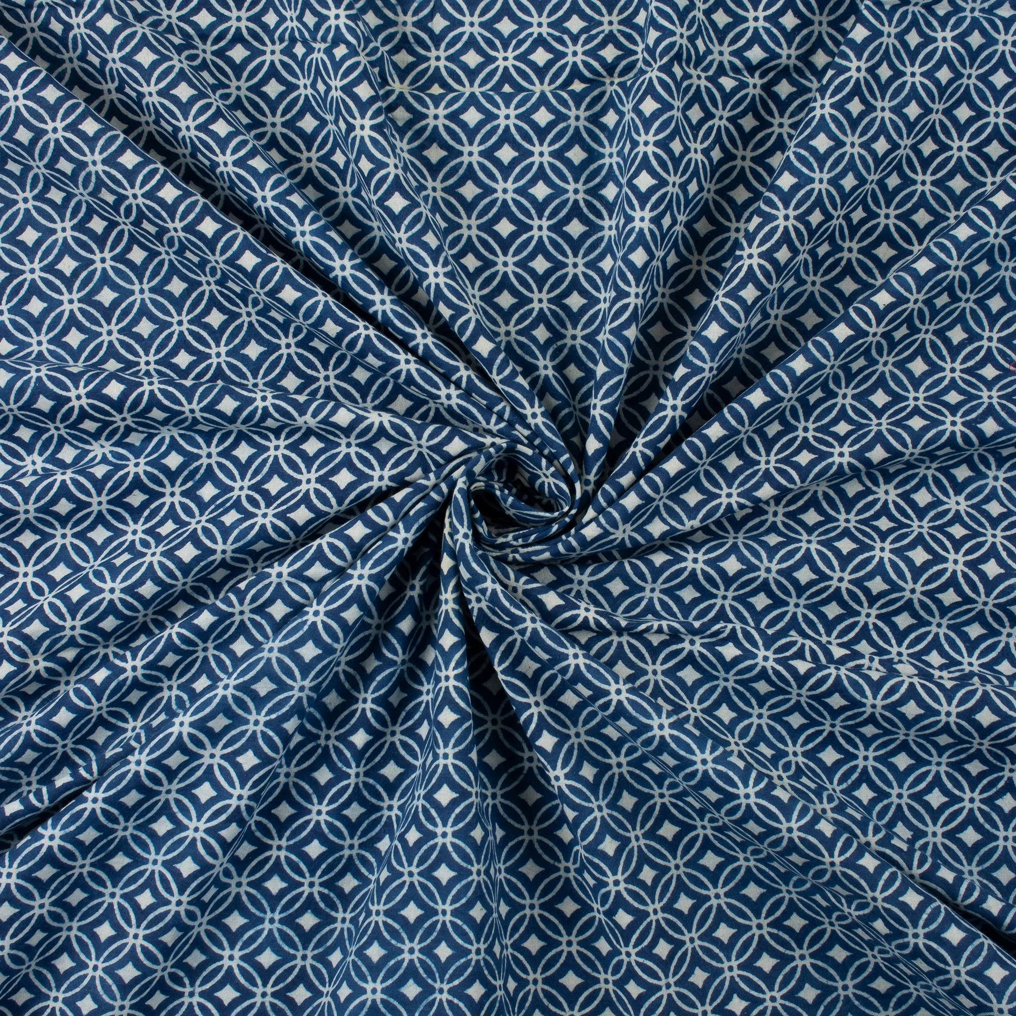 Geometric Hand Block Print Indigo Sewing fabric - Image 4