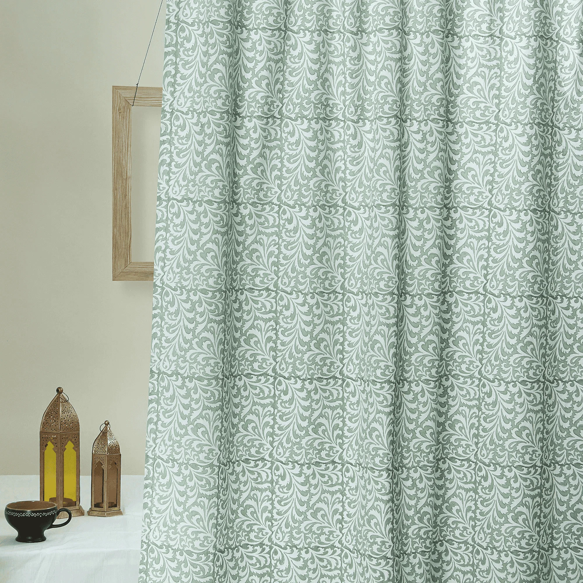 Luxury Floral Hand Printed Curtains Set of 2 - Image 5