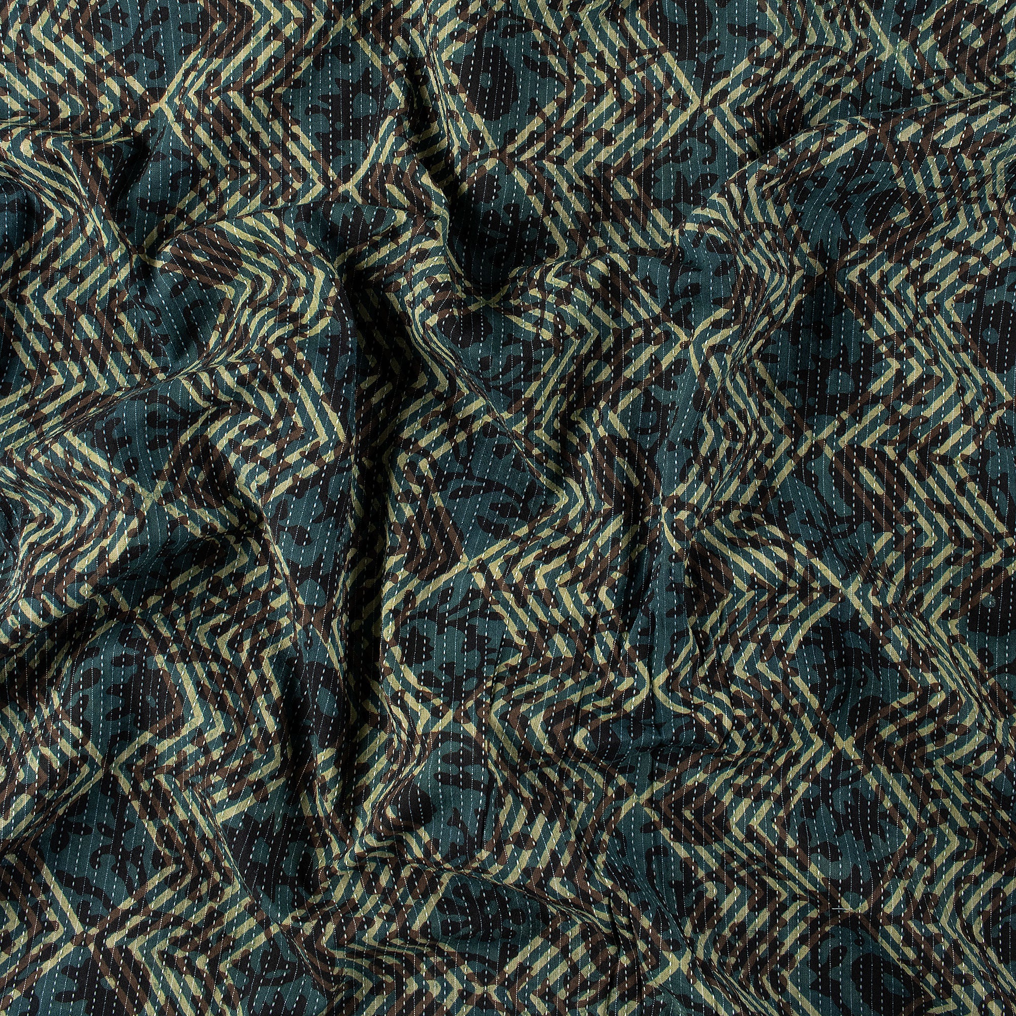 Hand Block Print Organic Cotton Dabu Kantha Fabric - Image 5