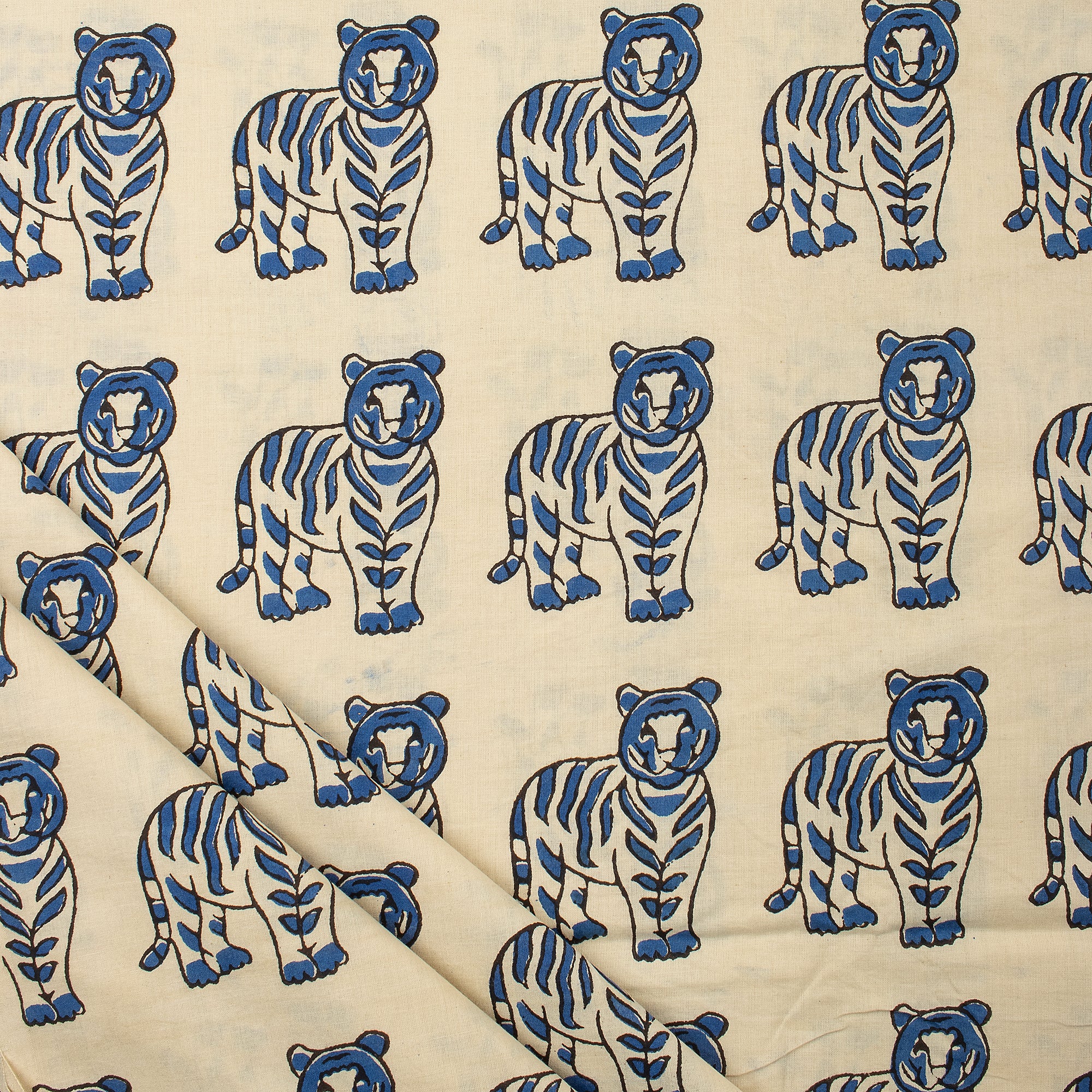 Hand Block Printed Cotton Bagru Fabric For Dress