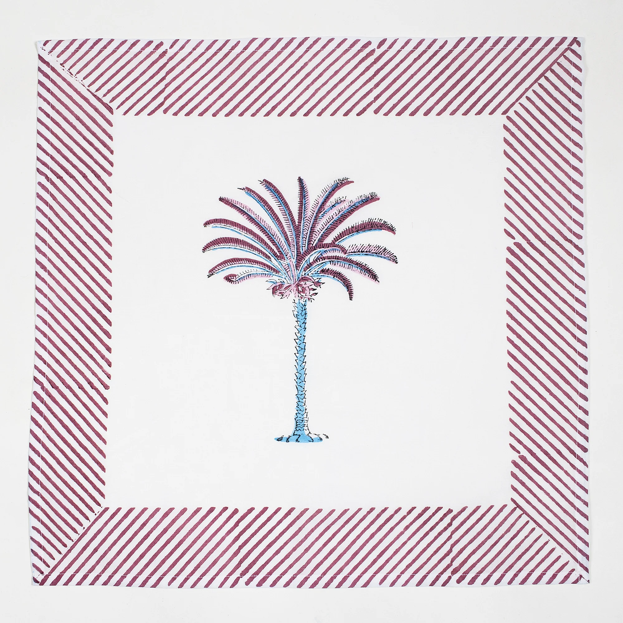 Hand Block Printed Border Dinner Napkin For Party - Image 2