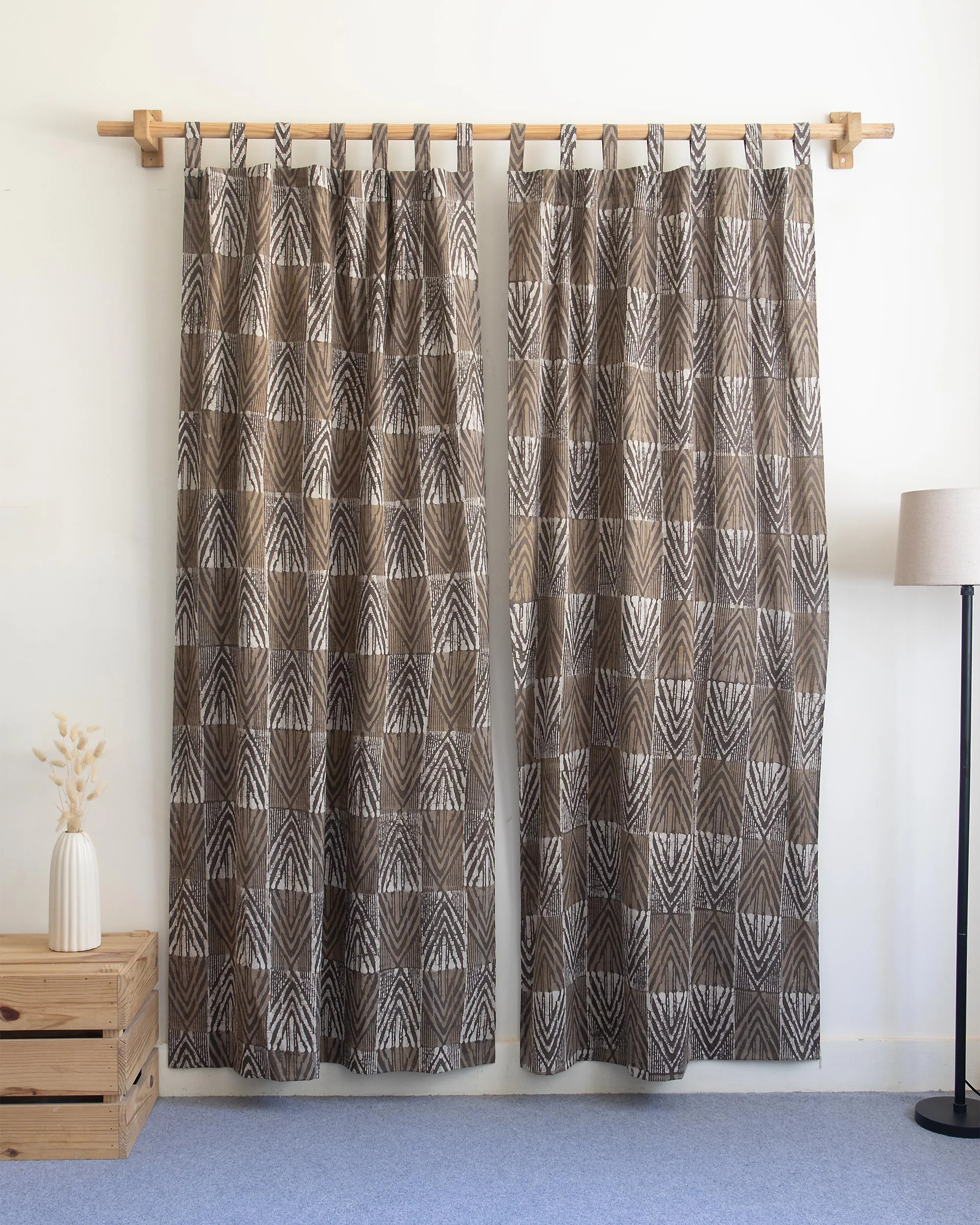 Handcrafted Hand Block Printed Cotton Curtains Set - Image 2