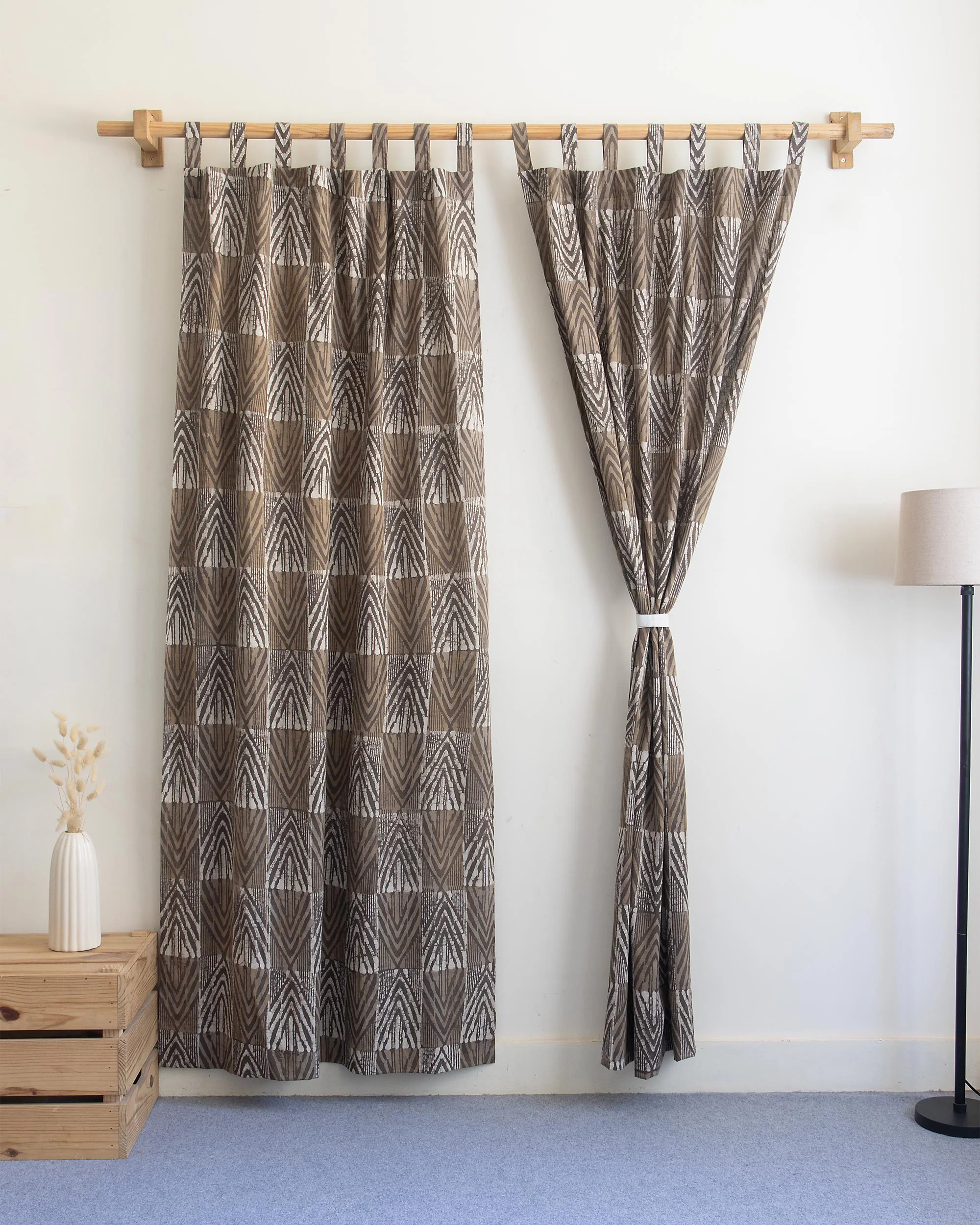 Handcrafted Hand Block Printed Cotton Curtains Set - Image 3