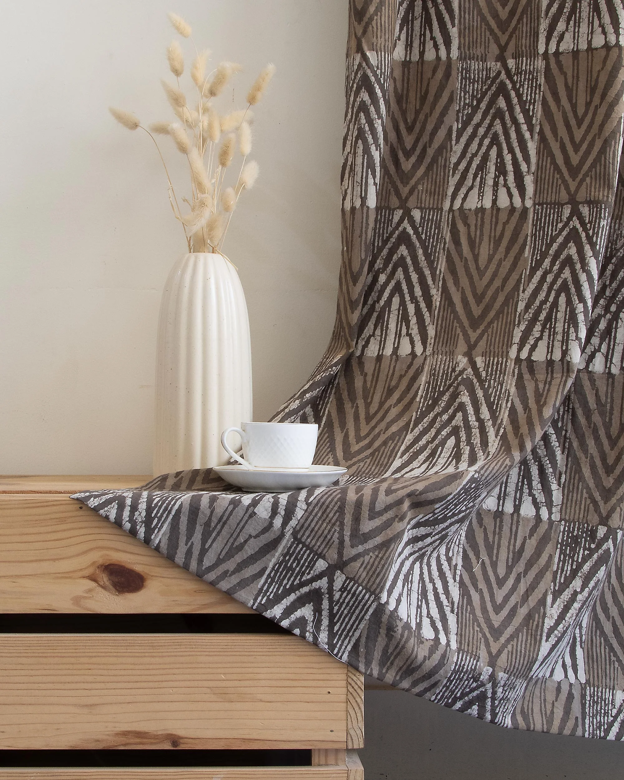 Handcrafted Hand Block Printed Cotton Curtains Set - Image 4