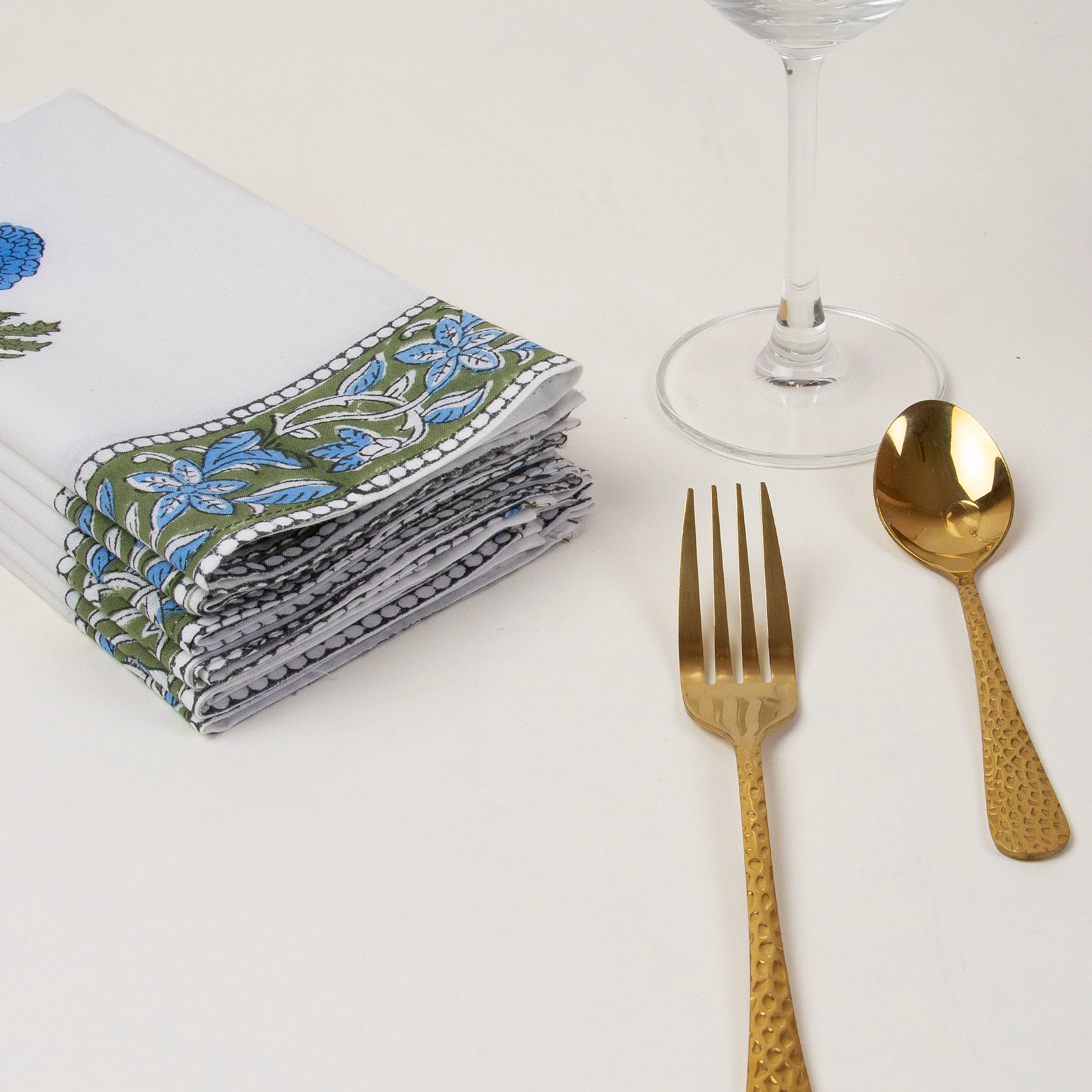 Hand Block Printed Cotton Floral Table Napkin - Image 4