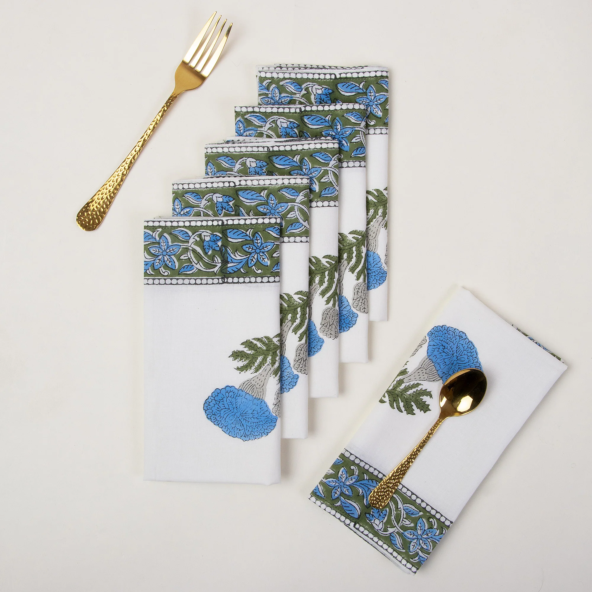 Hand Block Printed Cotton Floral Table Napkin - Image 6