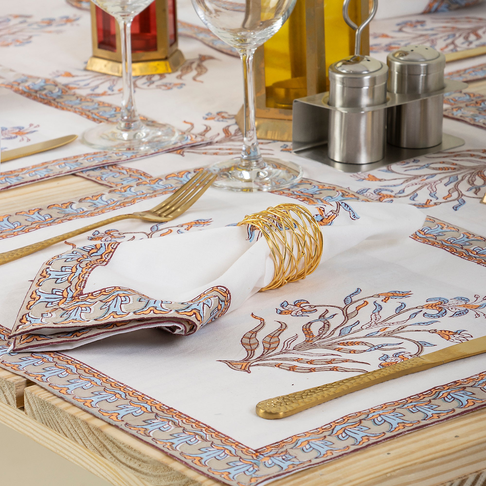 Hand Block Printed Cotton Floral Dinning Table Runners - Image 4