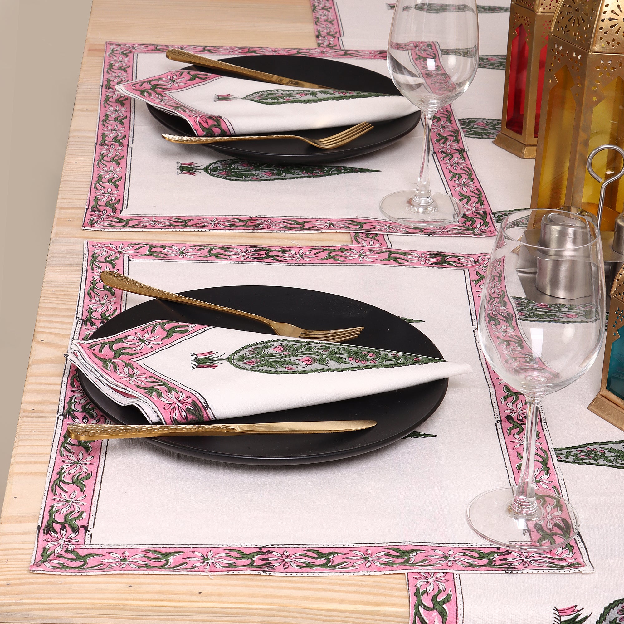 Hand Block Printed Cotton Halloween Table Runner - Image 4