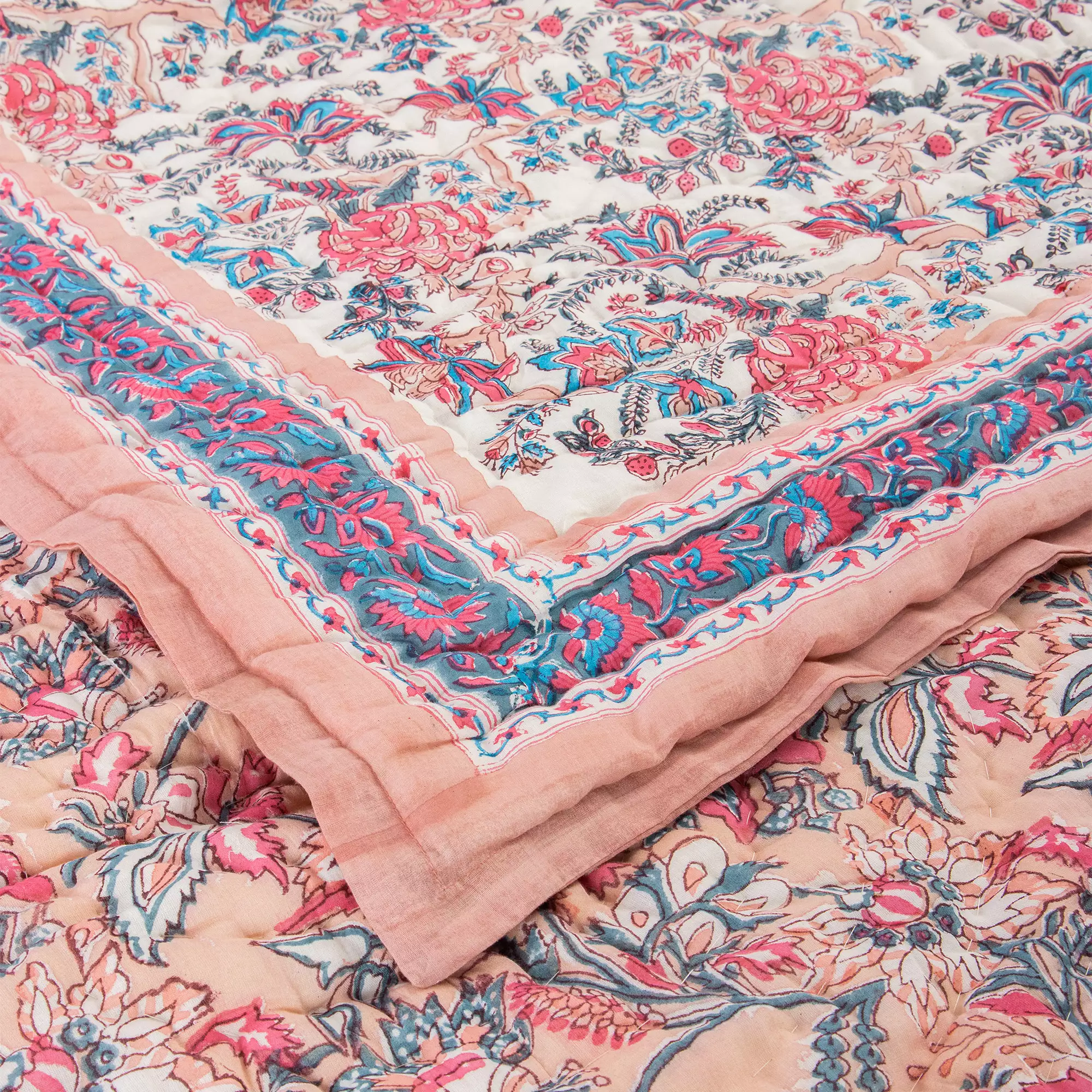 Floral Hand Block Printed Cotton Jaipuri Razai For AC Room, Winter - Image 5