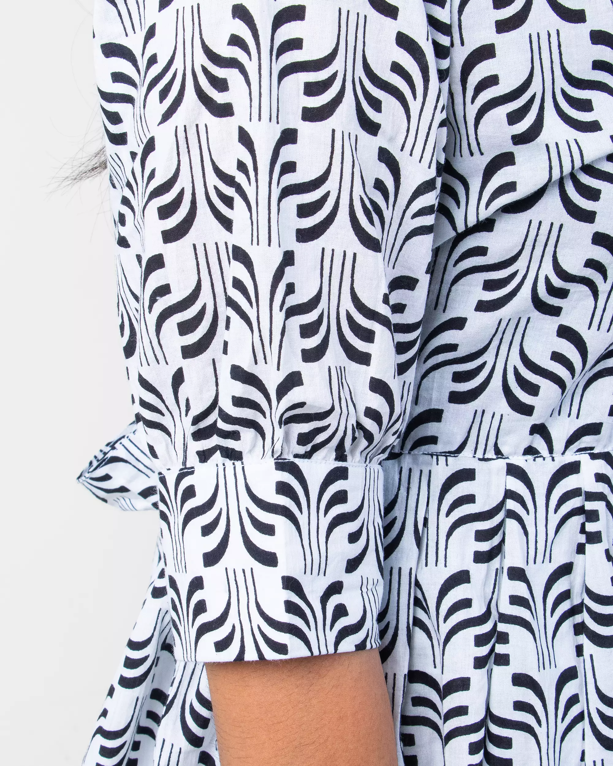 Hand Block Printed Cotton Shirt with Short and Pajama Cord Set - Image 6
