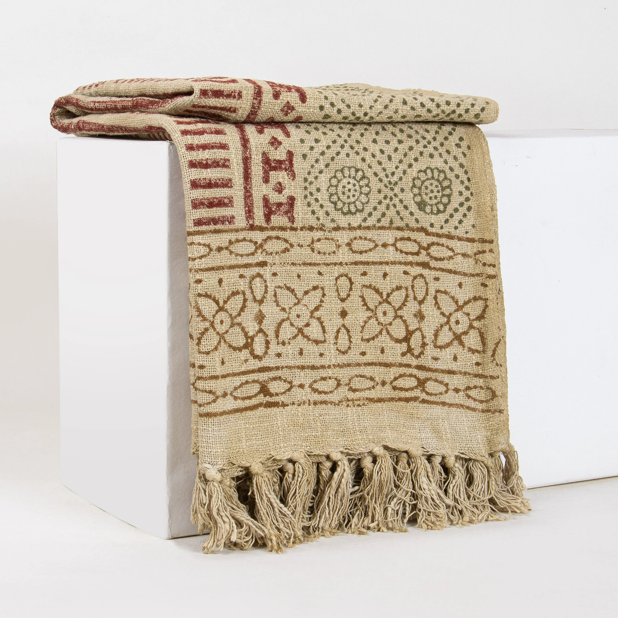 Hand Block Printed Cotton Sofa Throw Blanket - Image 5