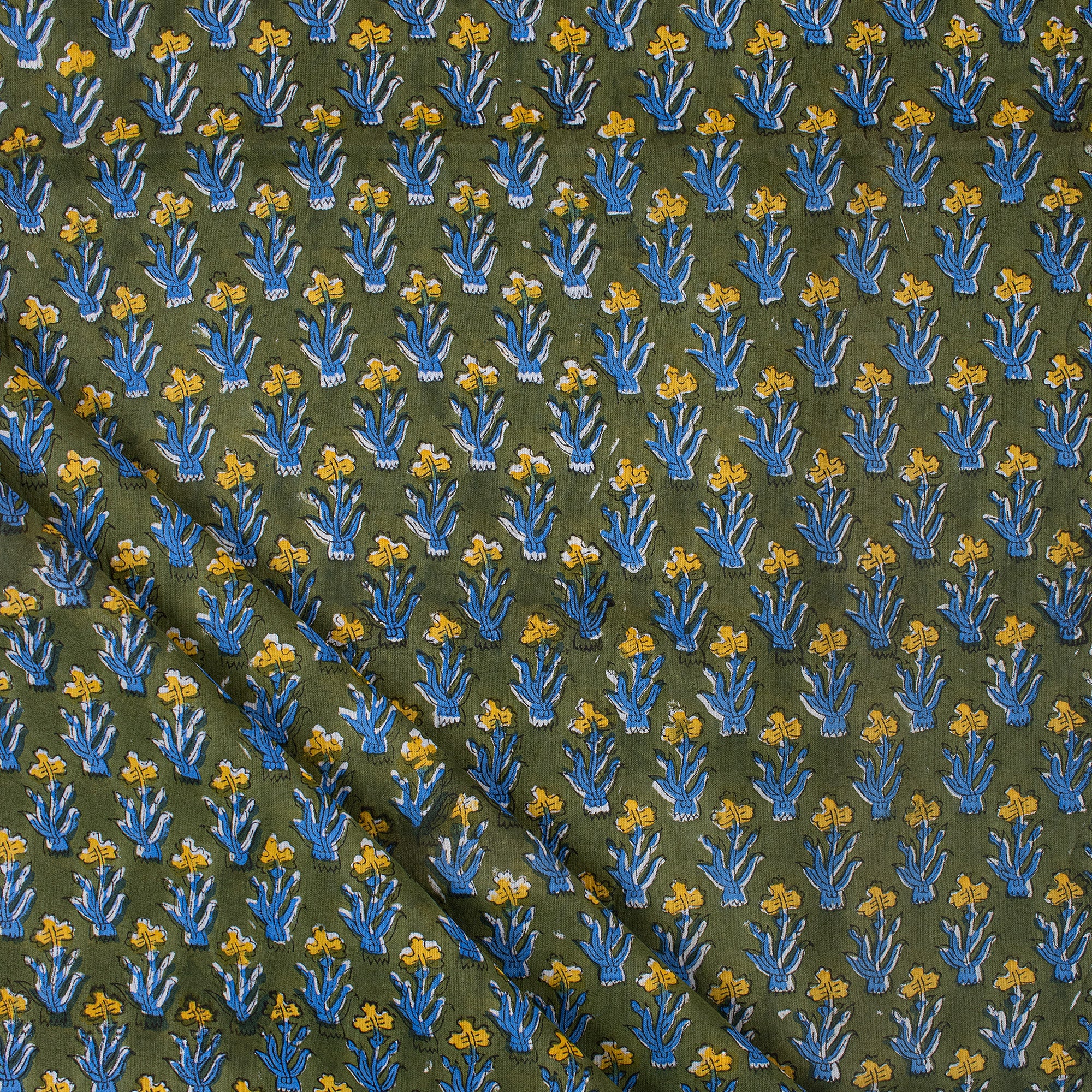 Multi Floral Dress Making Hand Block Printed Fabric