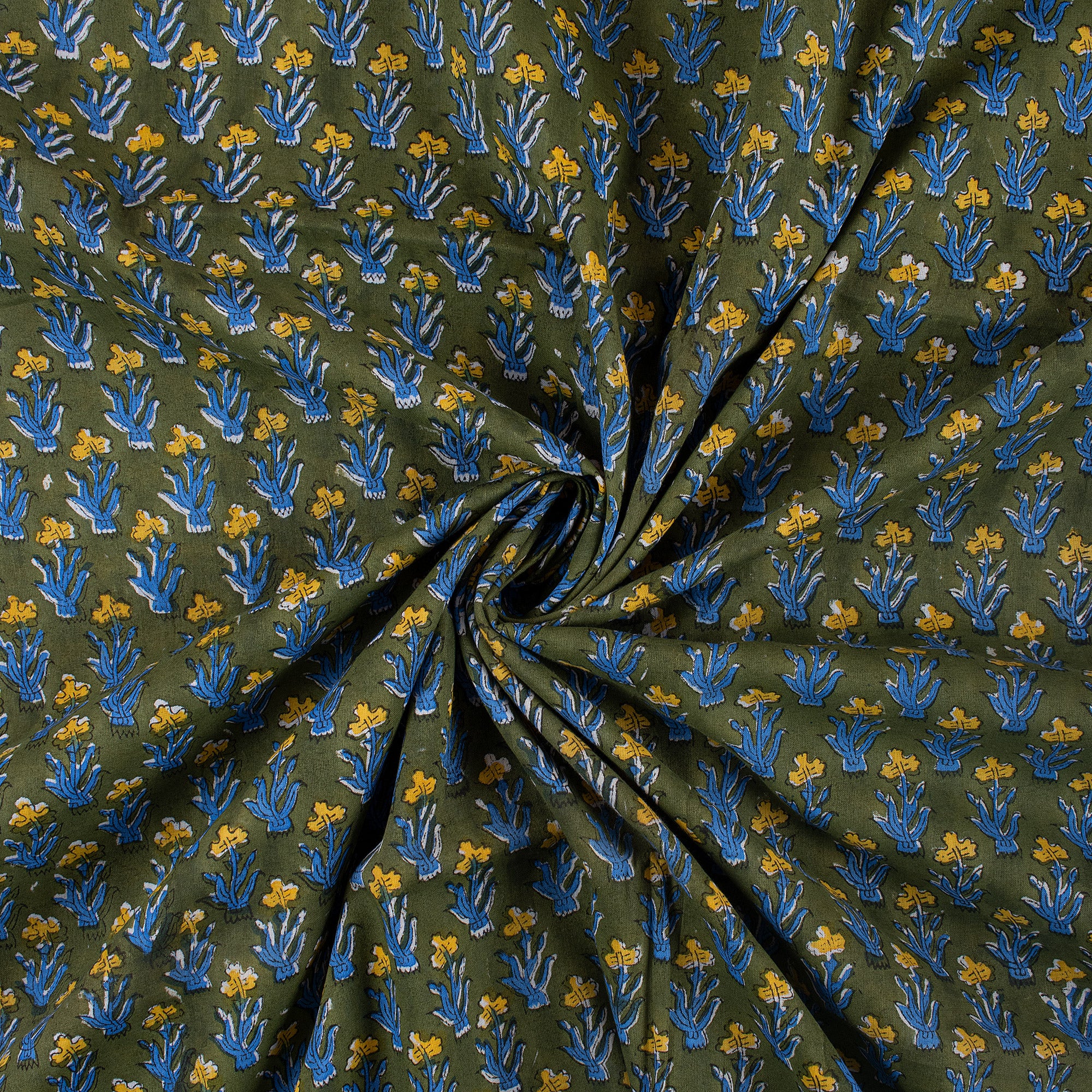 Multi Floral Dress Making Hand Block Printed Fabric - Image 3