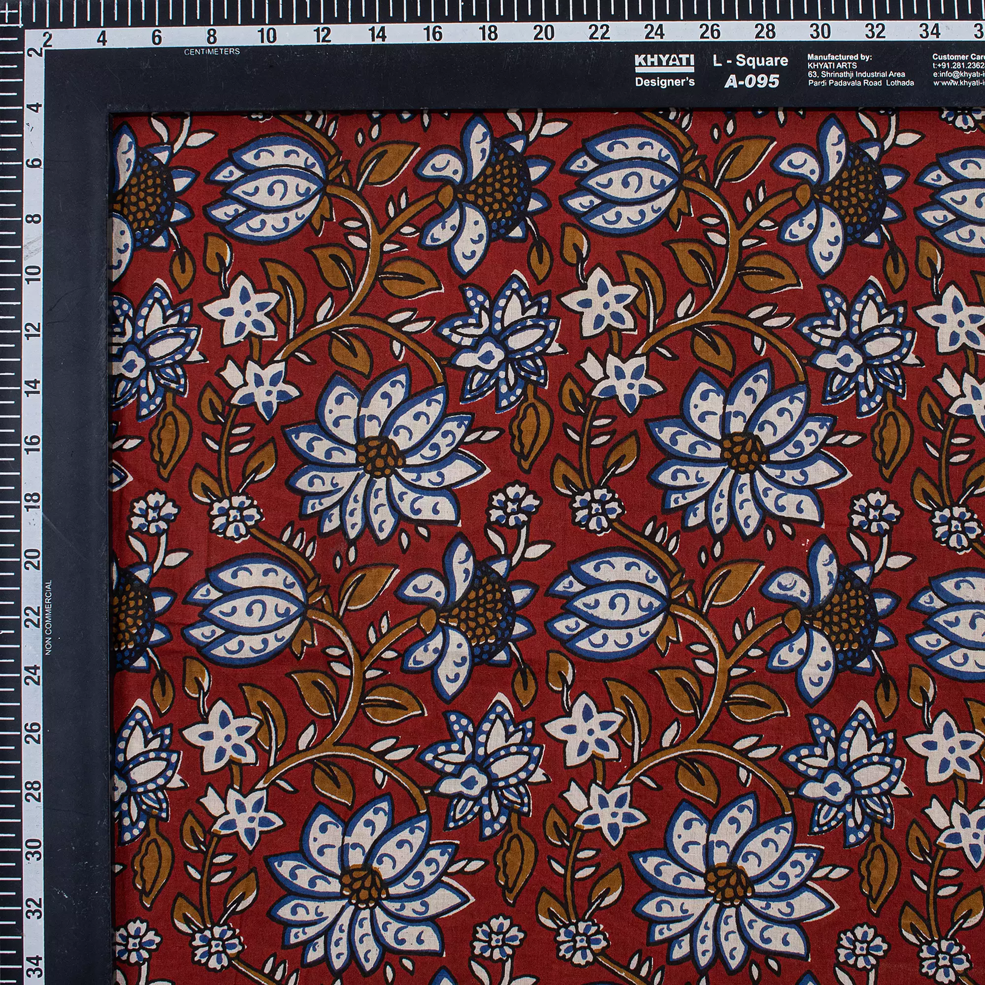 Hand Block Printed Floral Bagru Fabric - Image 3