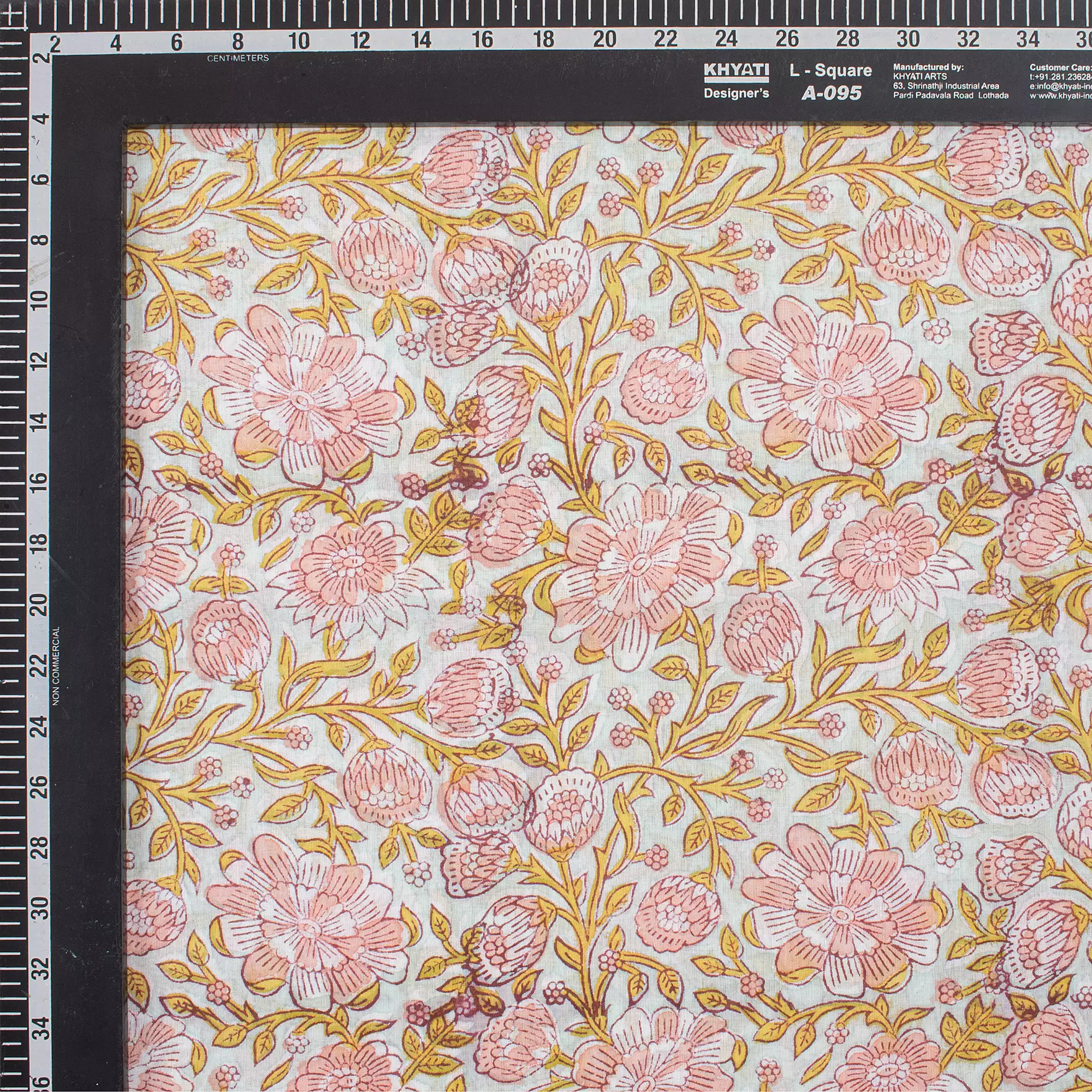 Hand Block Printed Floral Cotton Fabric - Image 3